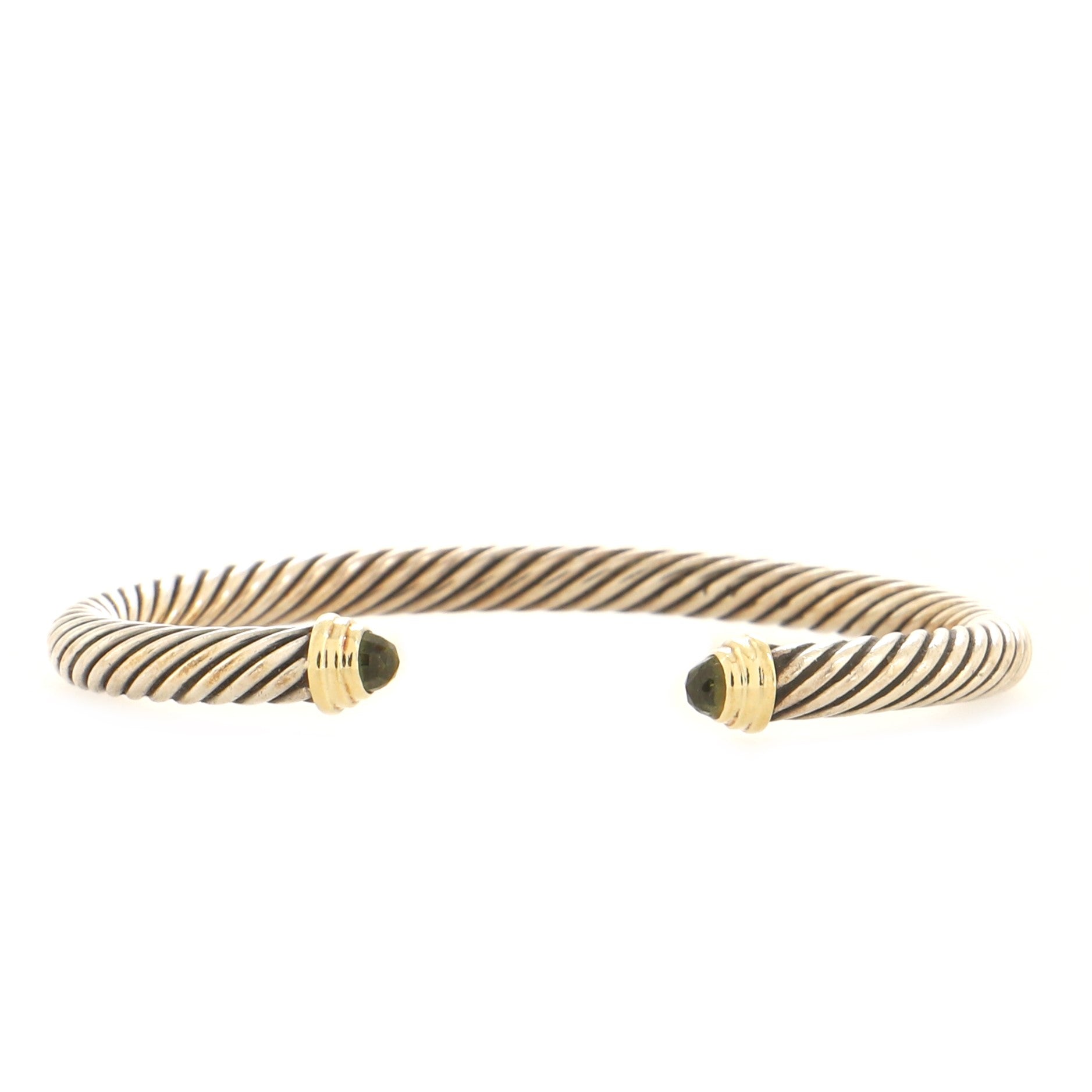 Cable Classic Bracelet Sterling Silver with 14K Yellow Gold and Peridot 5mm