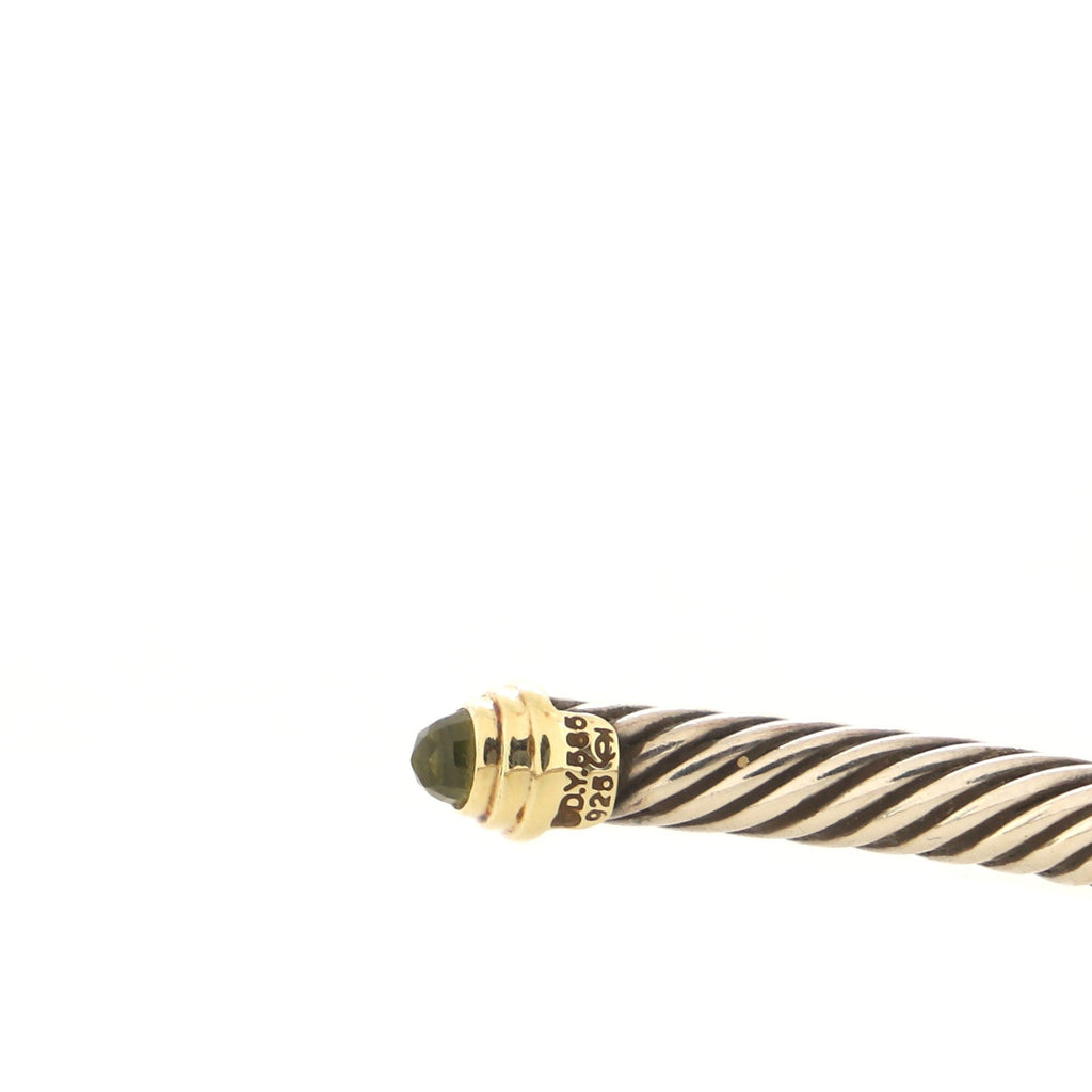 Cable Classic Bracelet Sterling Silver with 14K Yellow Gold and Peridot 5mm