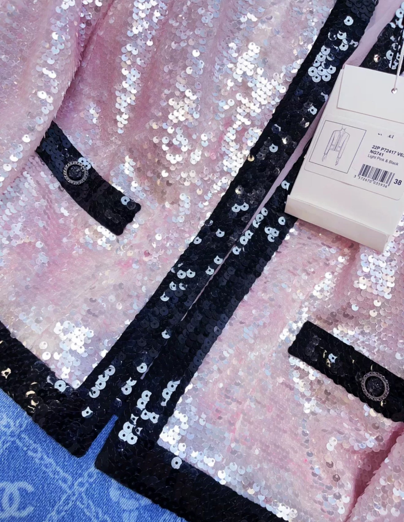 Chanel 22P Light Pink & Black Vest