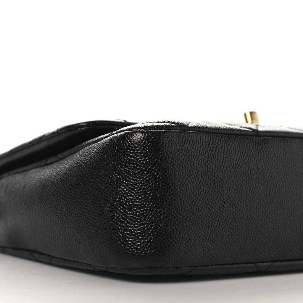 Shiny Caviar Quilted Large Chain Melody Flap Black