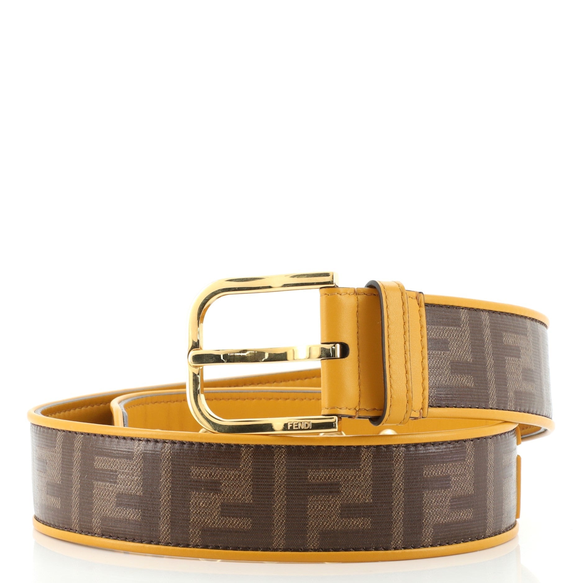 FF Belt Zucca Coated Canvas and Leather Wide 85