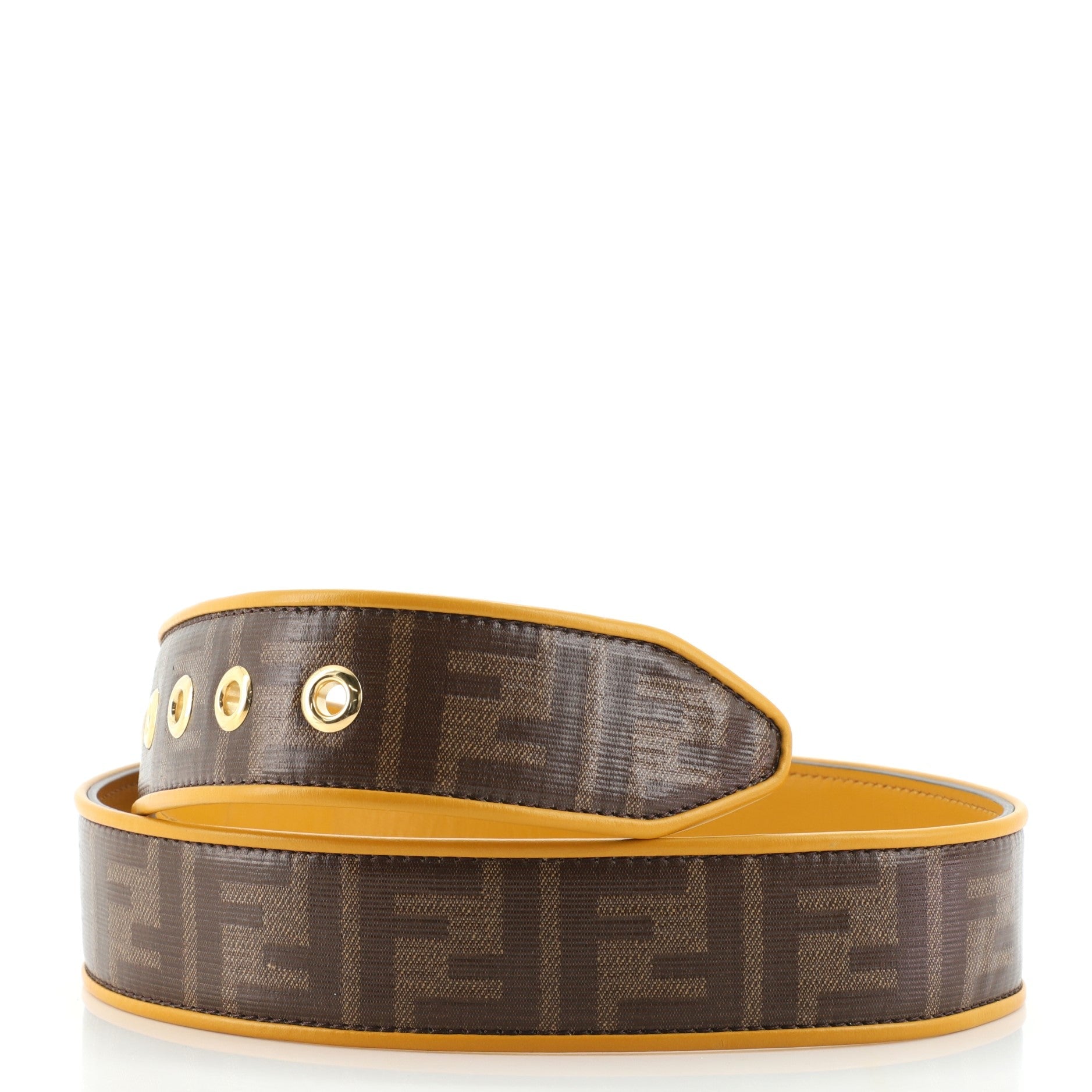 FF Belt Zucca Coated Canvas and Leather Wide 85