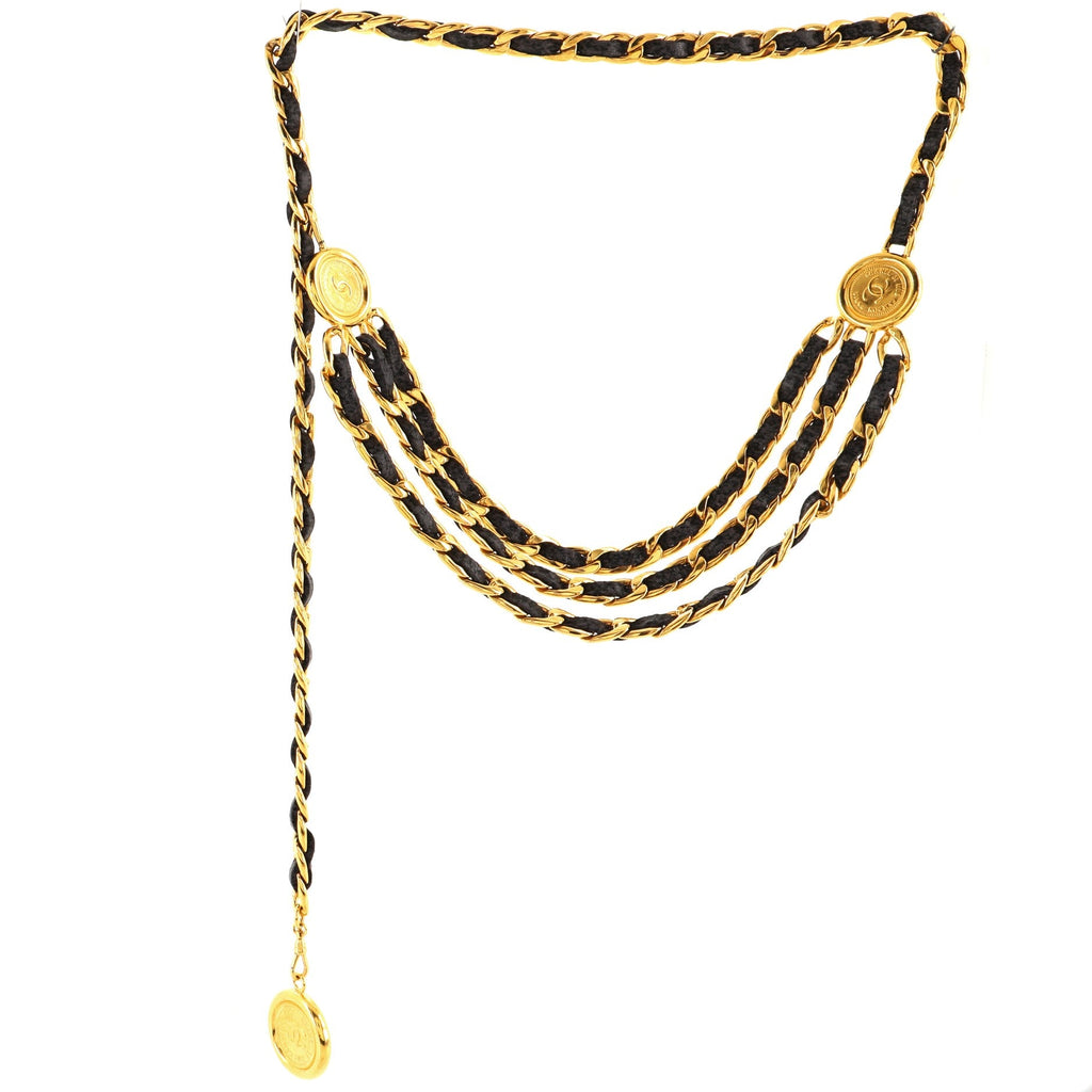 Vintage Multi-Chain Medallion Belt Metal and Leather 0