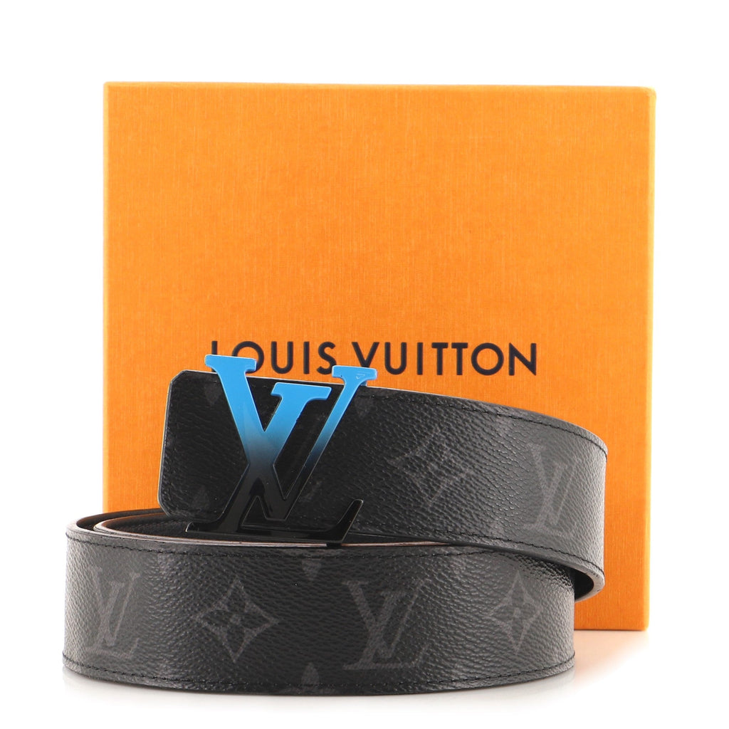 LV Sunset Initiales Reversible Belt Monogram Eclipse Canvas and Leather Wide 85