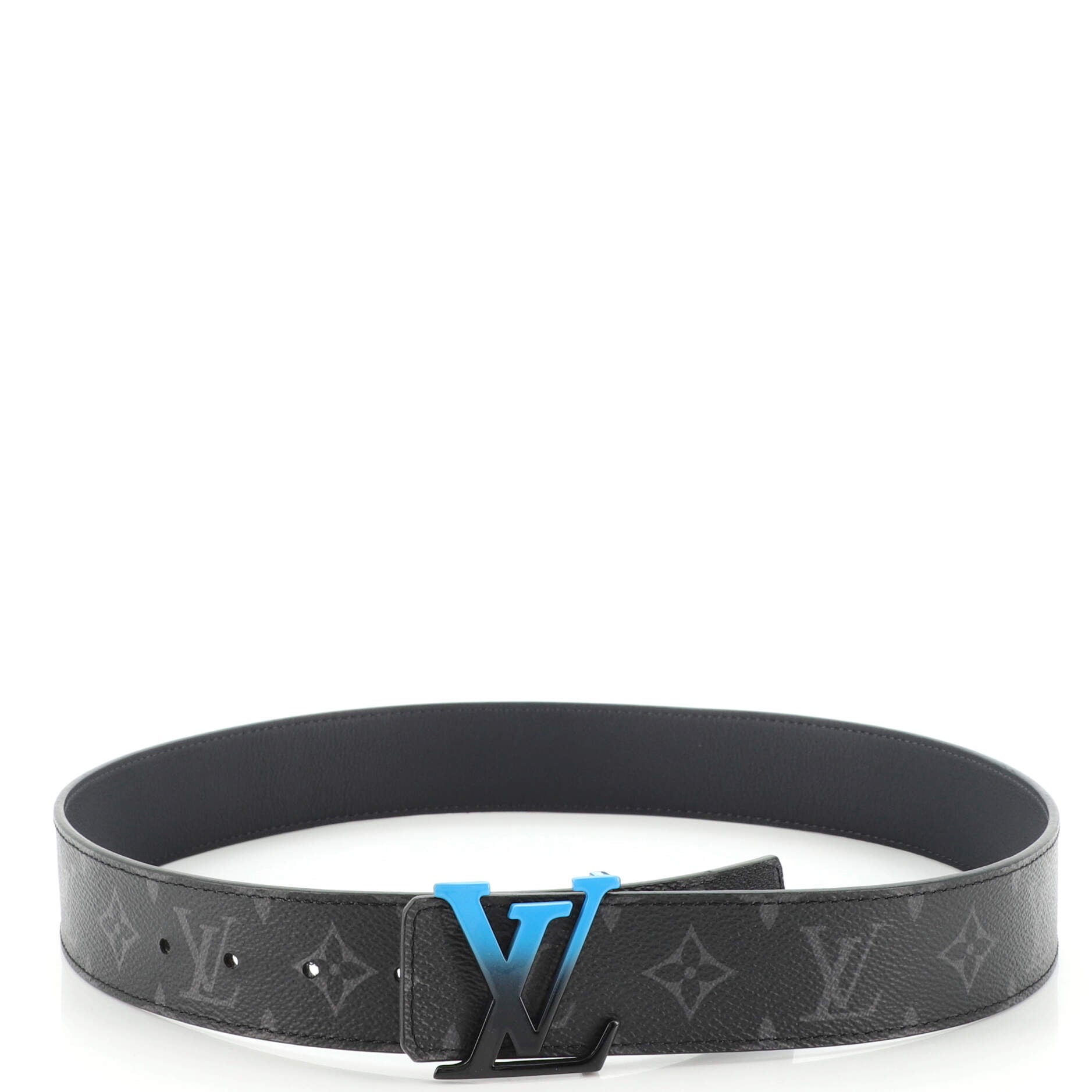 LV Sunset Initiales Reversible Belt Monogram Eclipse Canvas and Leather Wide 85