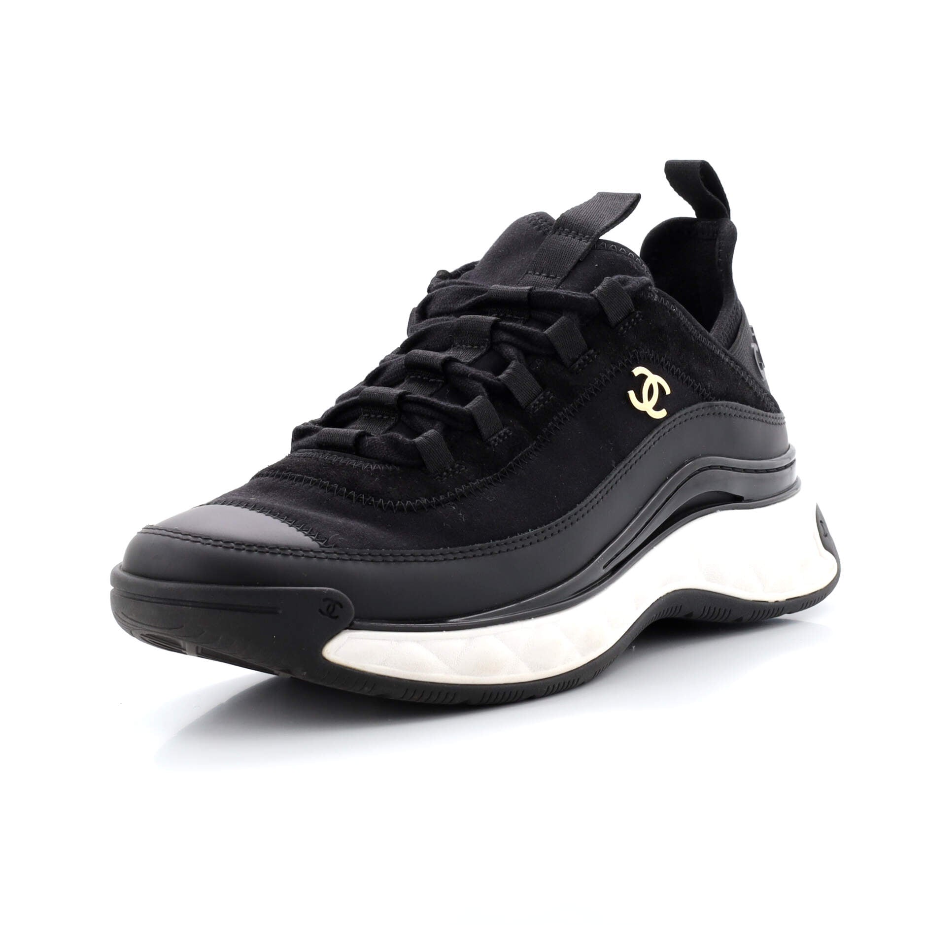 Women's CC Cap Toe Logo Sneakers Leather and Mixed Fibers with Velvet