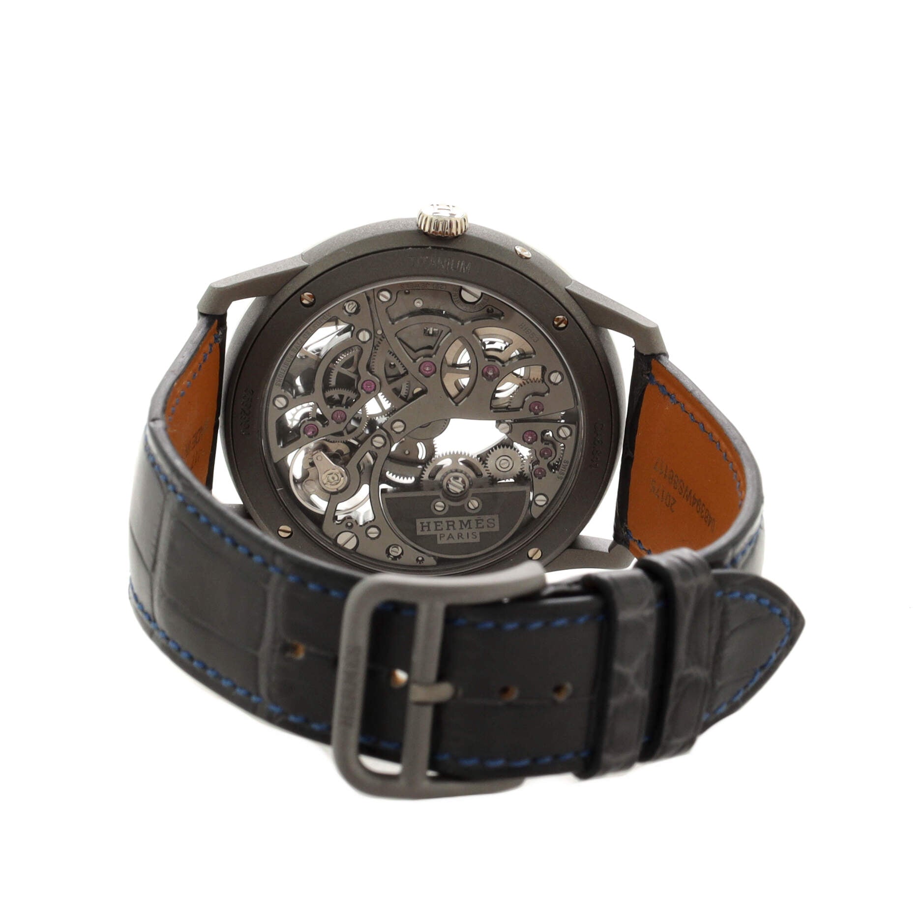 Slim d'Hermes Squelette Lune Automatic Watch Platinum with Titanium and Alligator 40