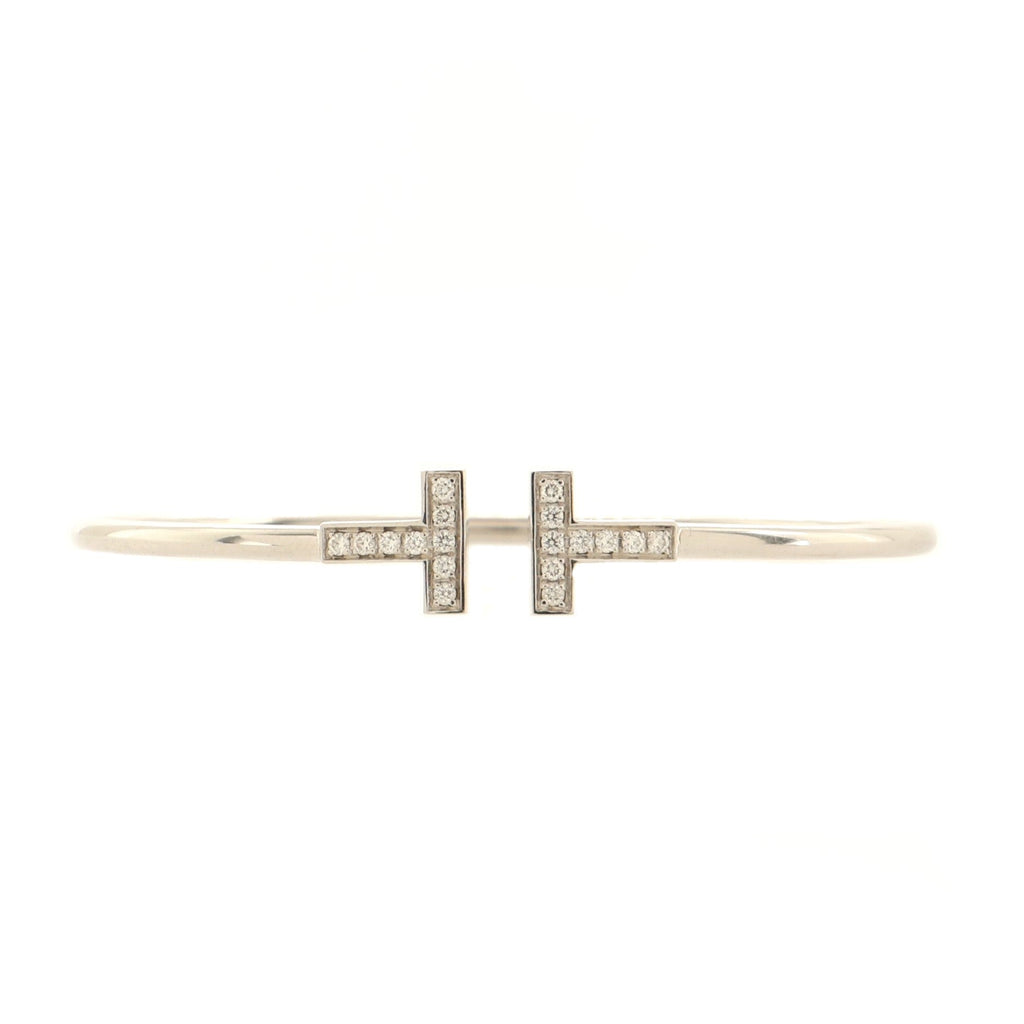 T Wire Bracelet 18K White Gold with Diamonds