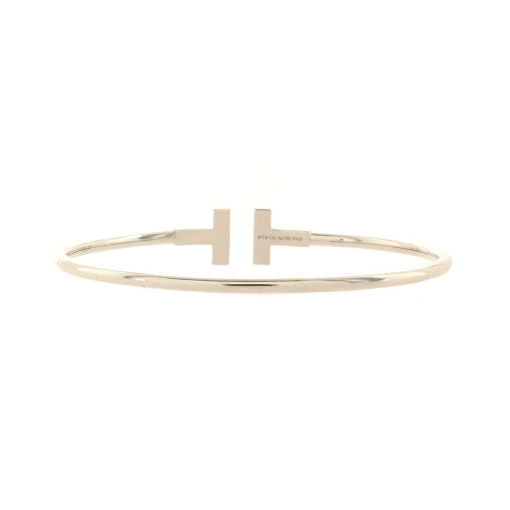 T Wire Bracelet 18K White Gold with Diamonds