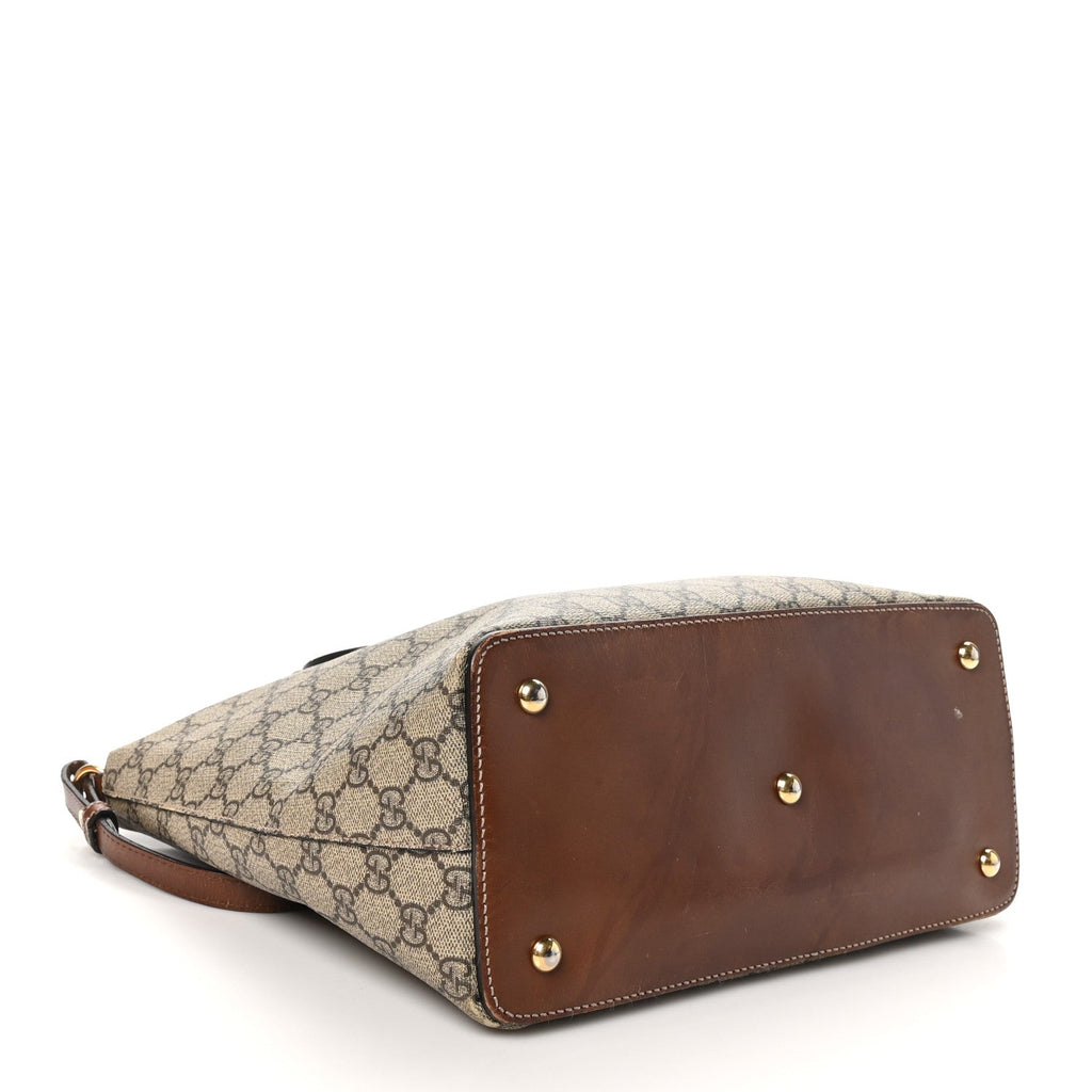 GG Supreme Monogram Linea A Foldover Tote Brown