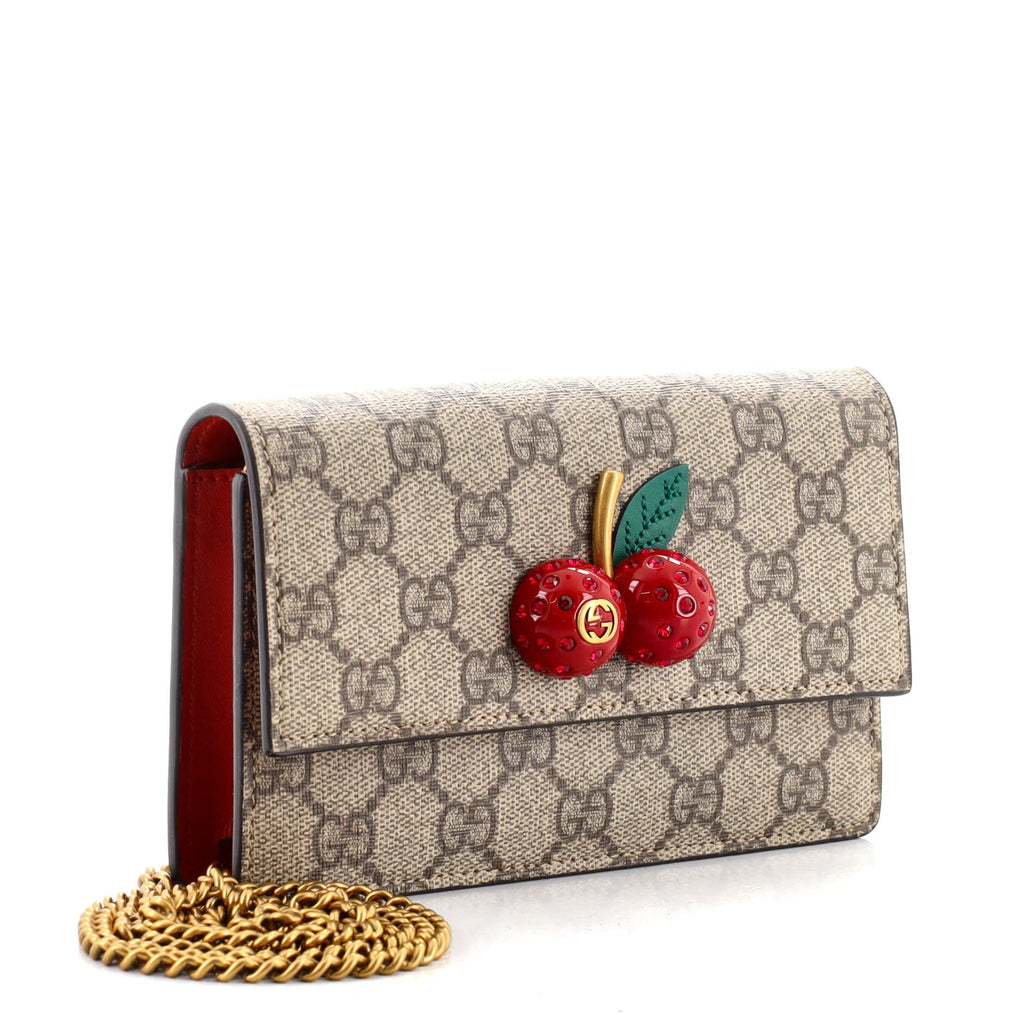 Cherries Wallet on Chain GG Coated Canvas Mini