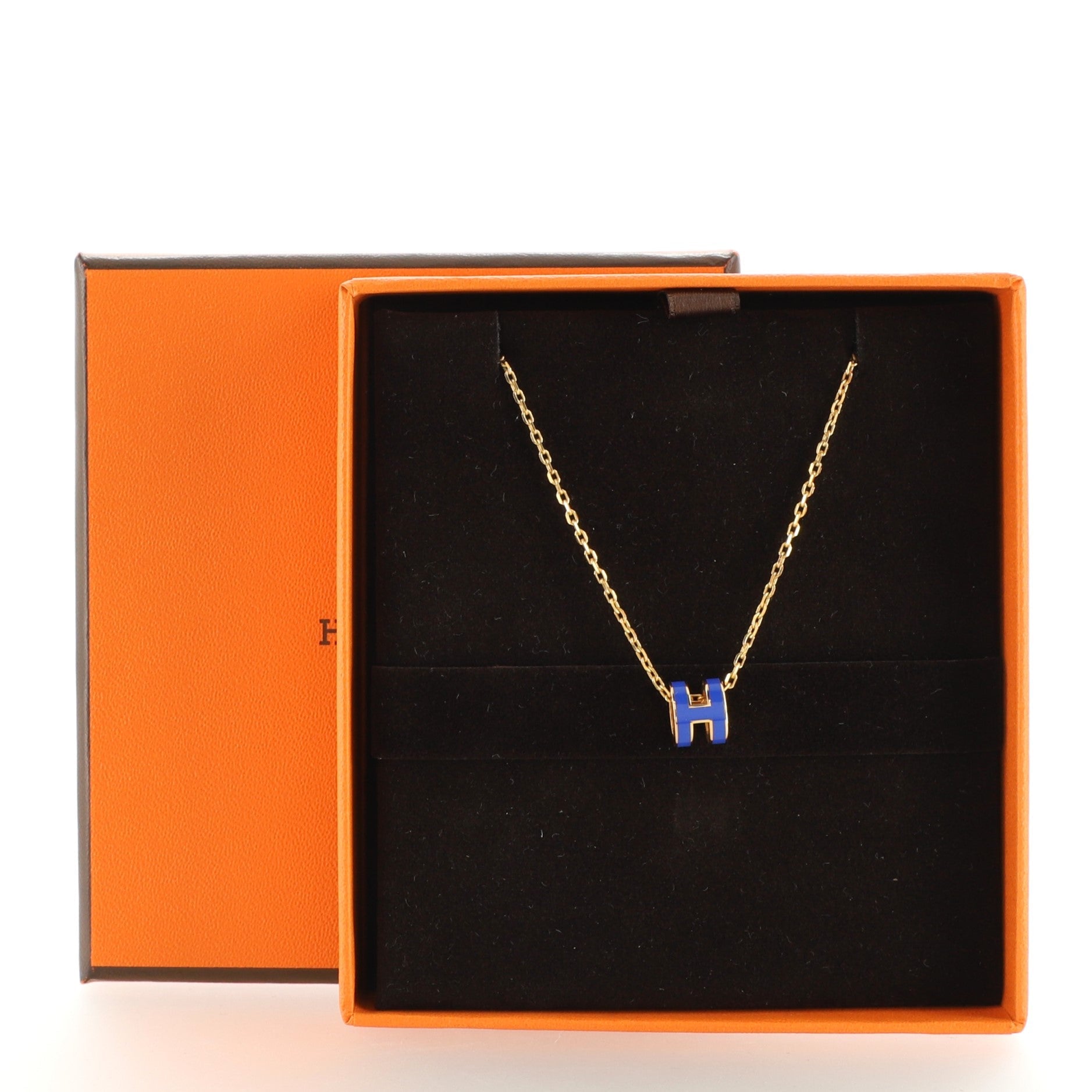 Pop H Pendant Chain Necklace Metal and Enamel Mini