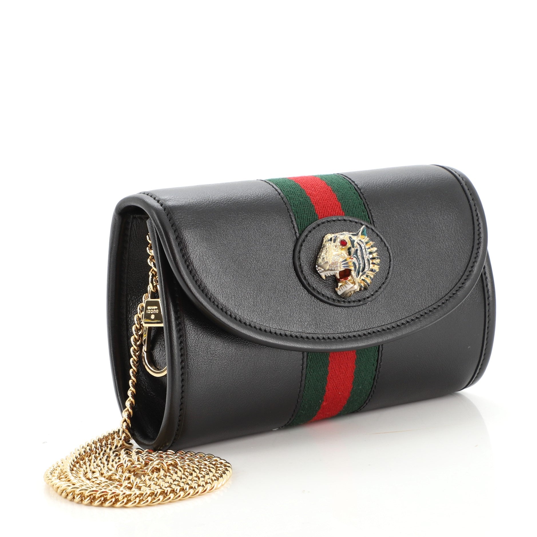 Rajah Web Chain Shoulder Bag Leather Mini