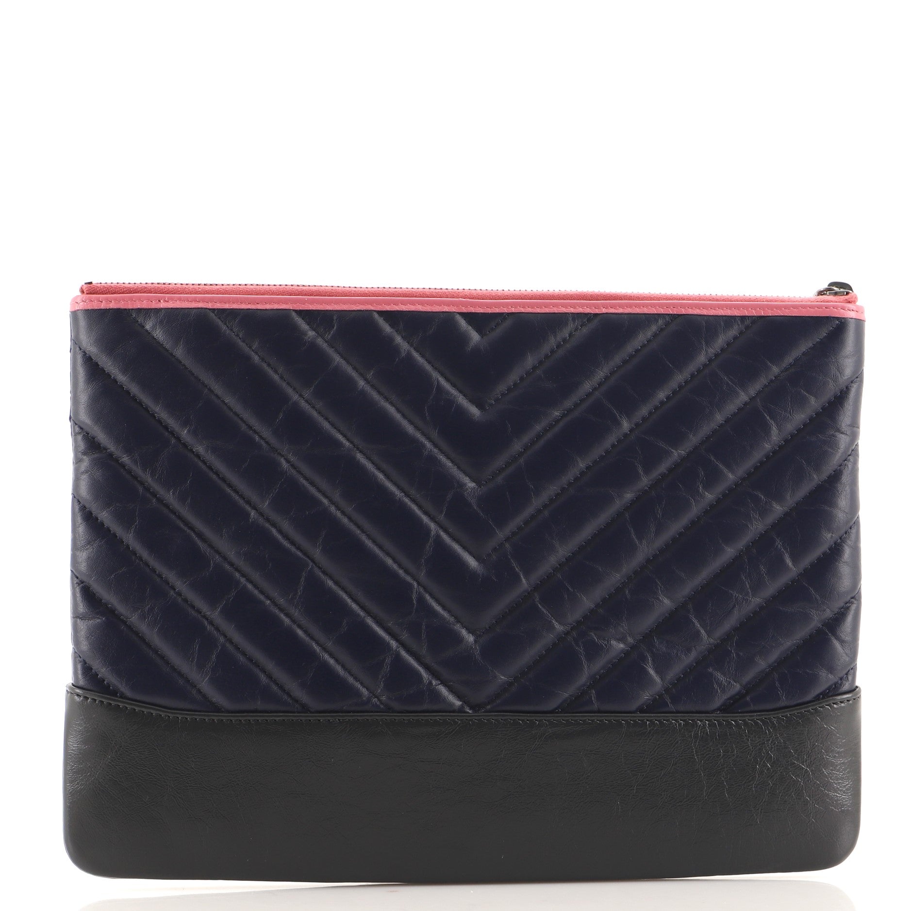 Gabrielle O Case Clutch Chevron Aged Calfskin Medium