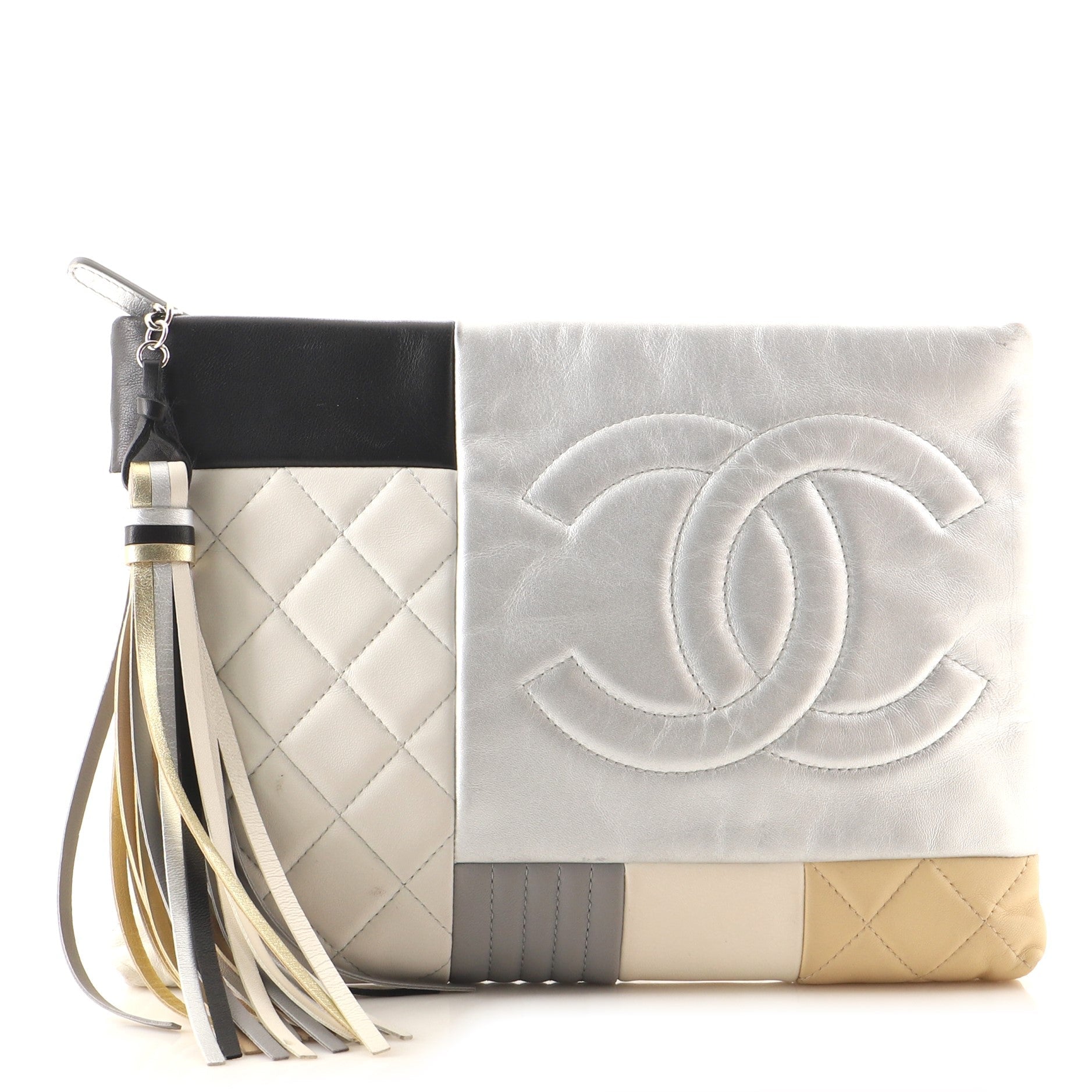 O Case Clutch Colorblock Quilted Leather Medium