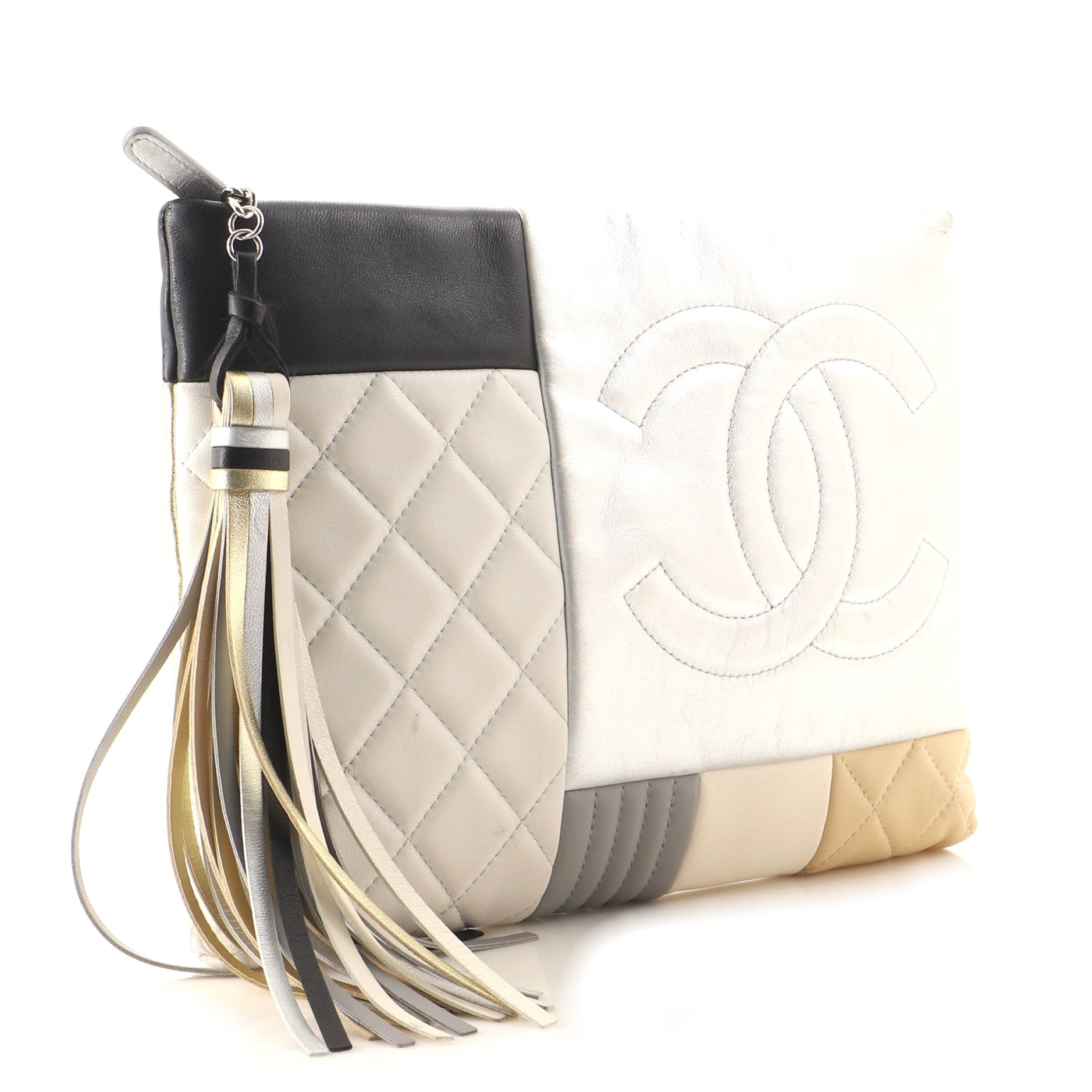 O Case Clutch Colorblock Quilted Leather Medium