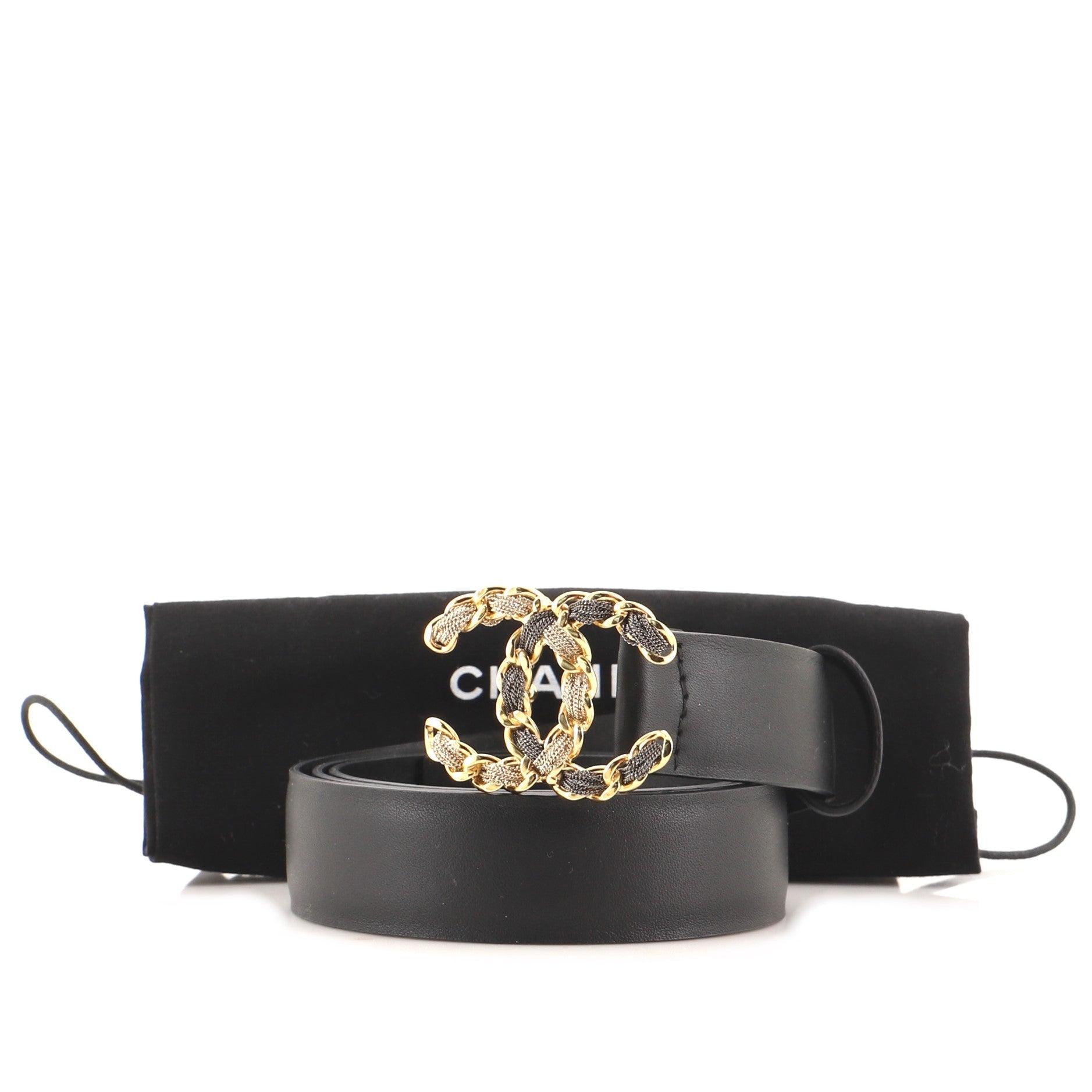 Woven Chain CC Buckle Belt Leather Medium 95