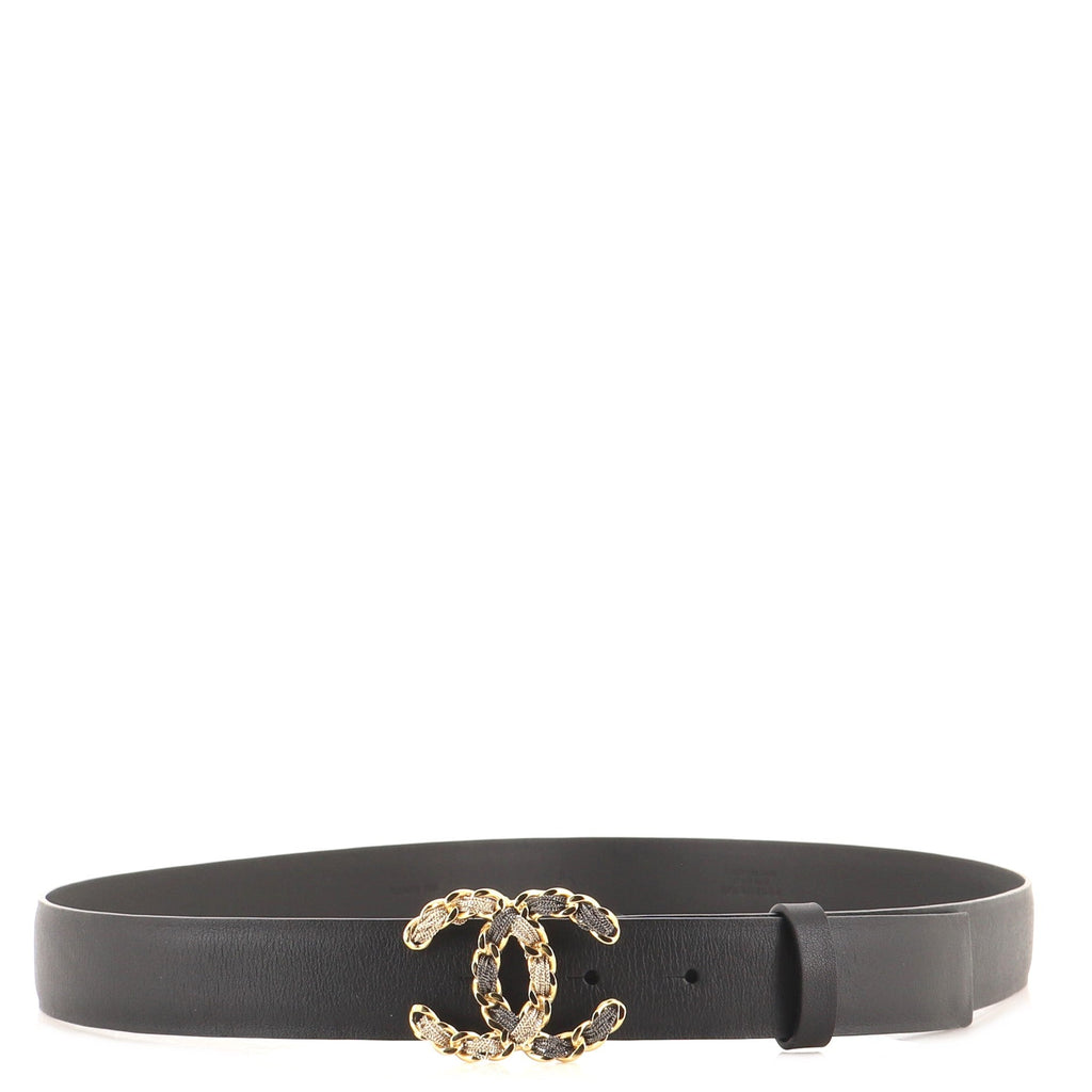 Woven Chain CC Buckle Belt Leather Medium 95