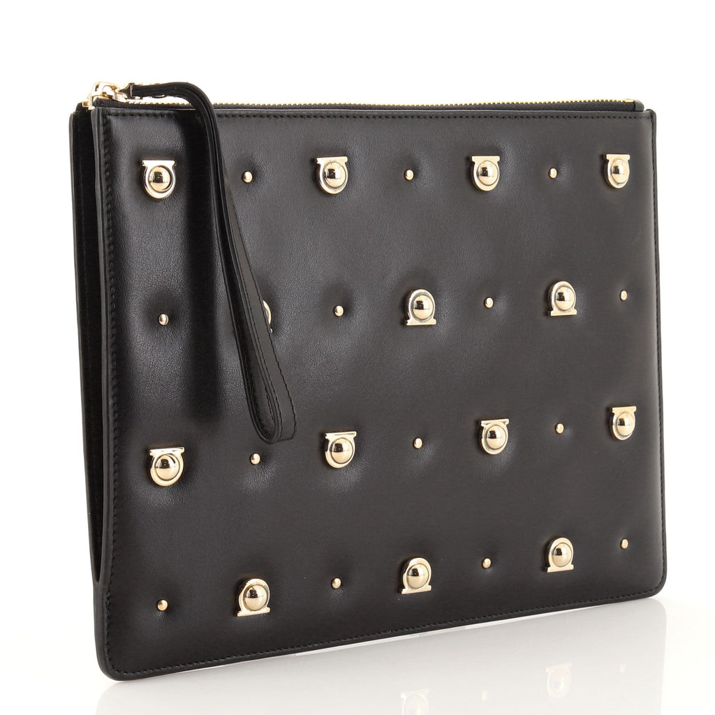 Wristlet Clutch Studded Leather Medium