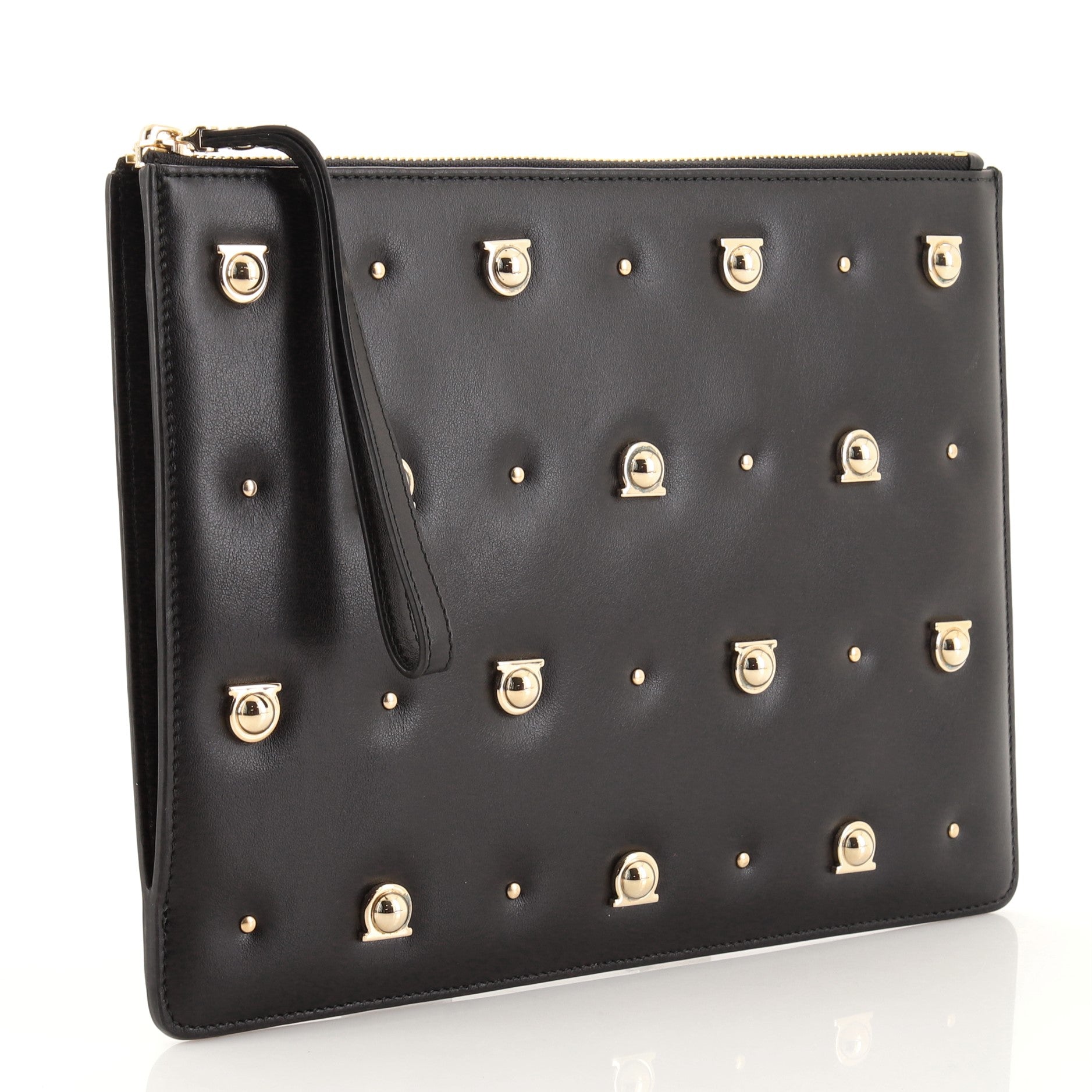 Wristlet Clutch Studded Leather Medium