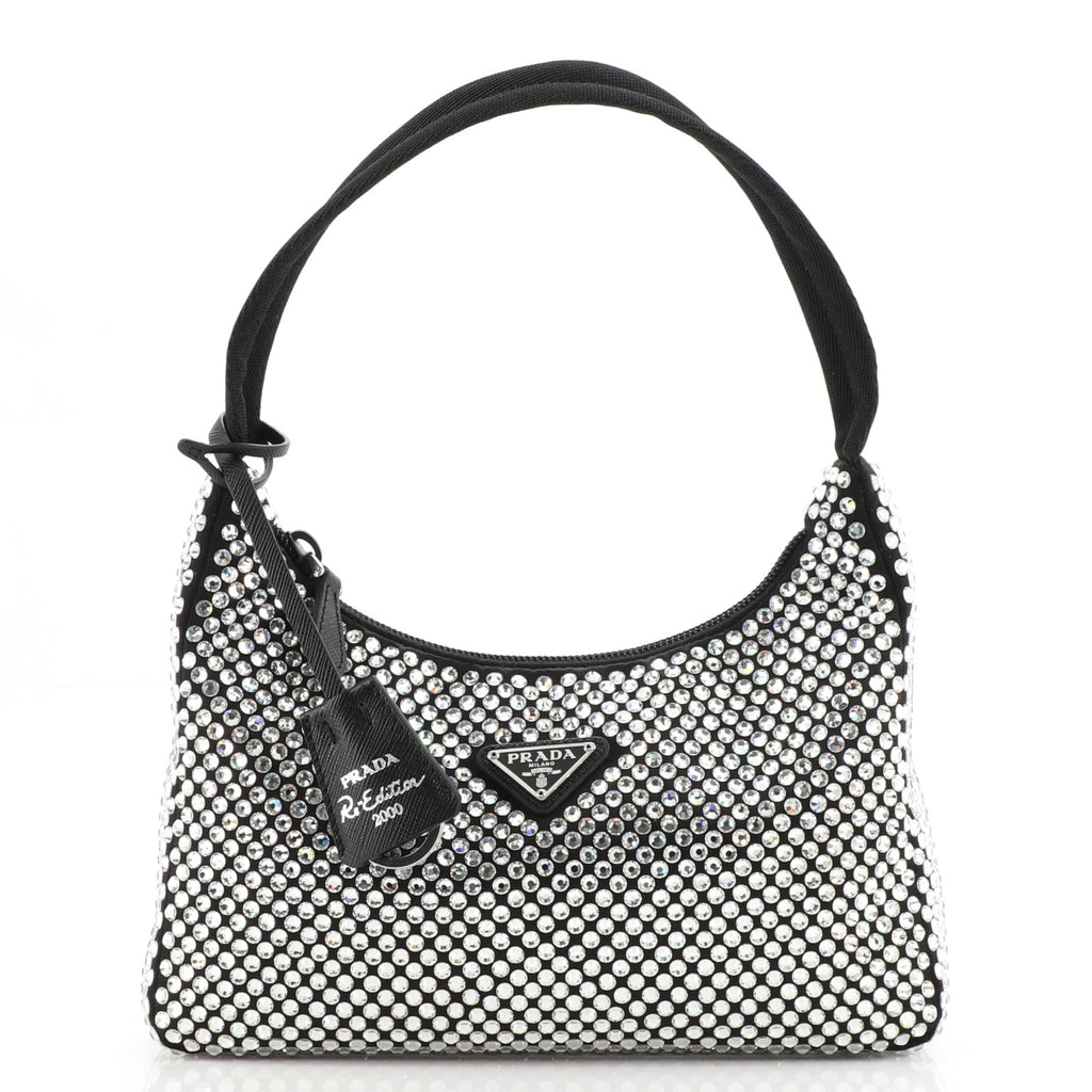 Re-Edition 2000 Hobo Crystal Embellished Satin Mini