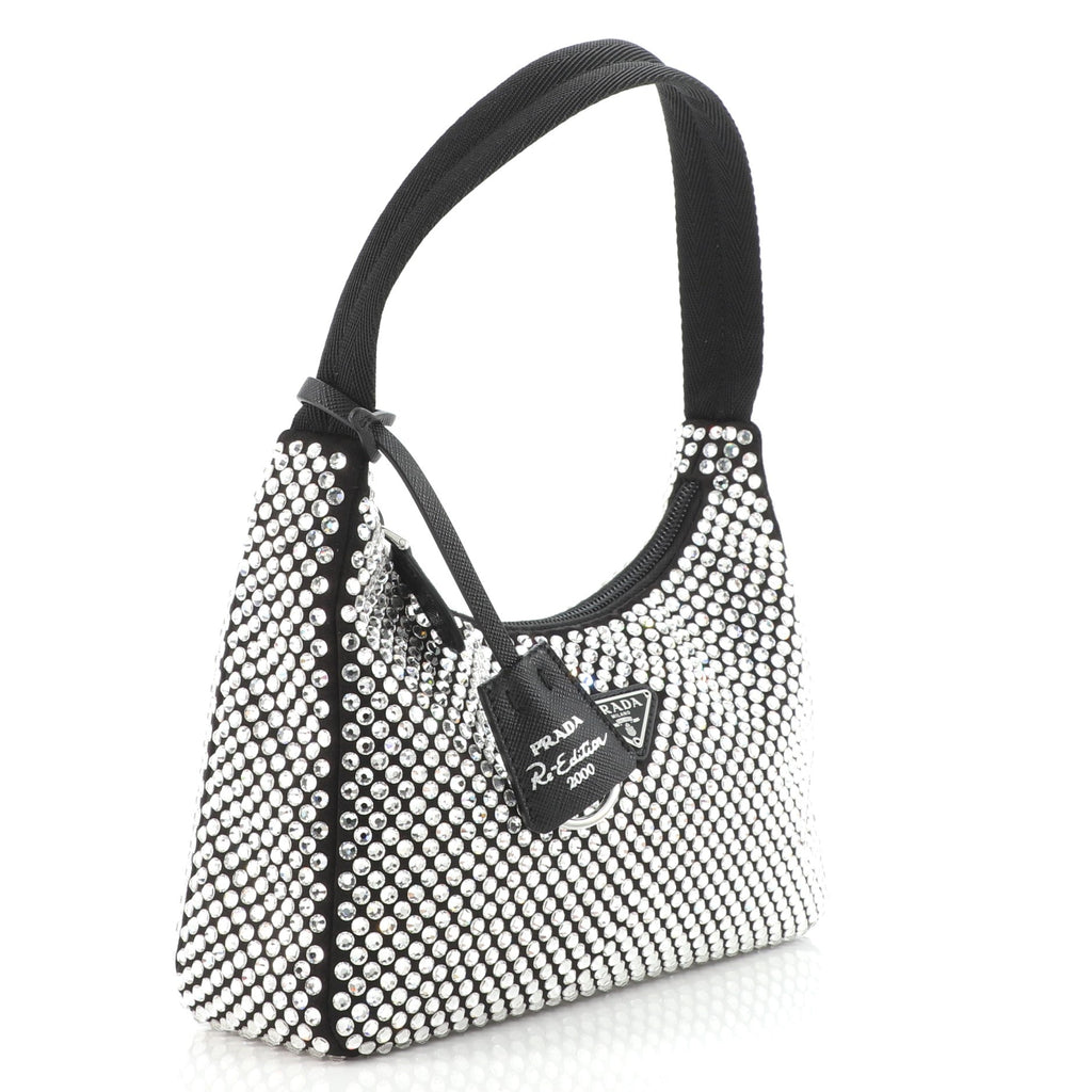Re-Edition 2000 Hobo Crystal Embellished Satin Mini