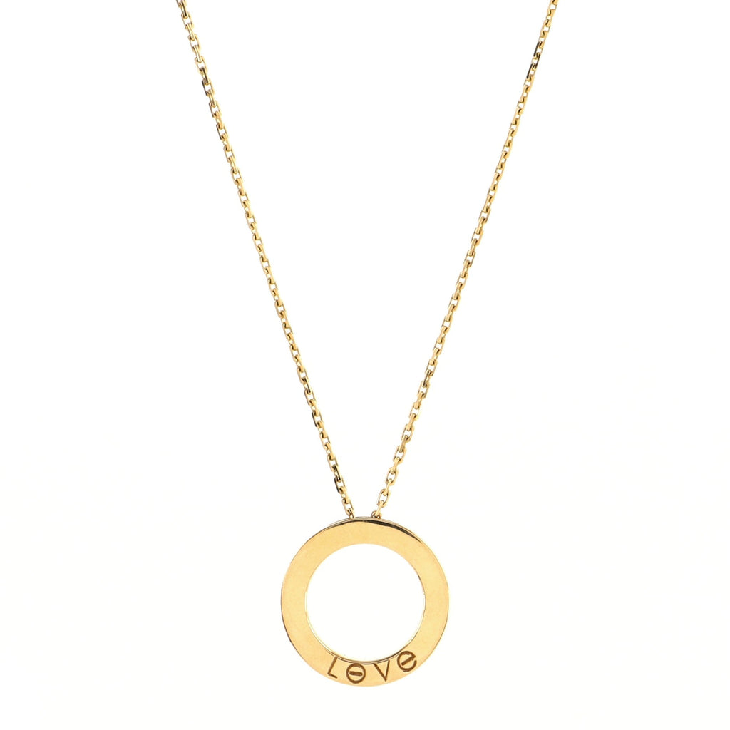 3 Diamonds Love Pendant Necklace 18K Yellow Gold and Diamonds