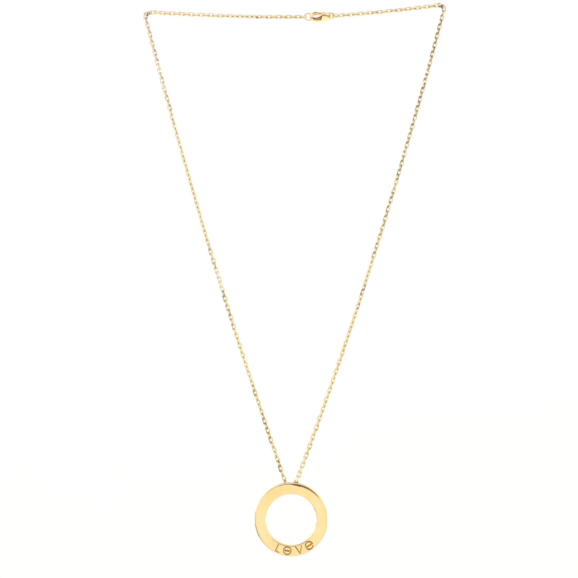 3 Diamonds Love Pendant Necklace 18K Yellow Gold and Diamonds