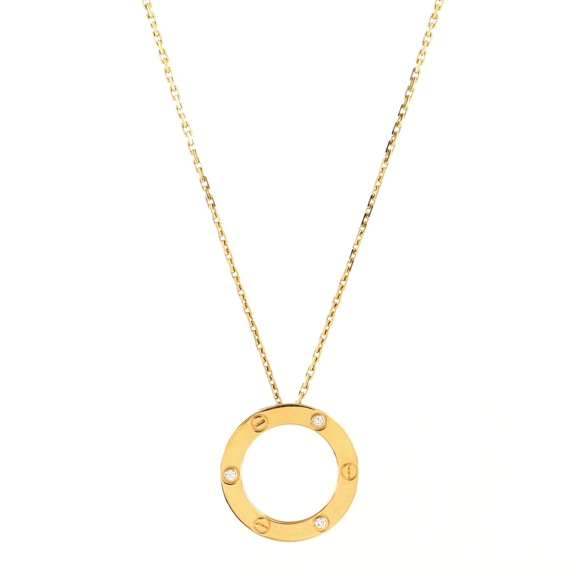 3 Diamonds Love Pendant Necklace 18K Yellow Gold and Diamonds