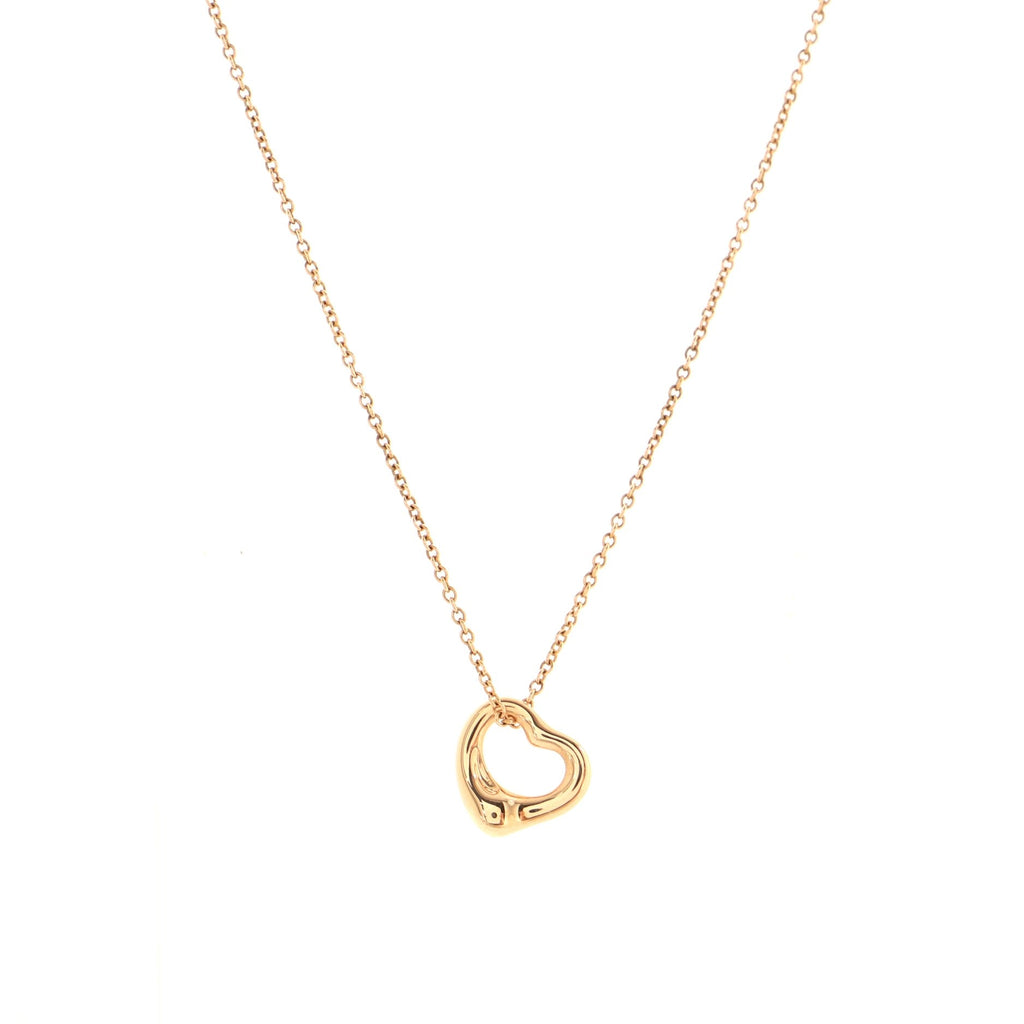 Elsa Peretti Open Heart Pendant Necklace 18K Rose Gold 11mm
