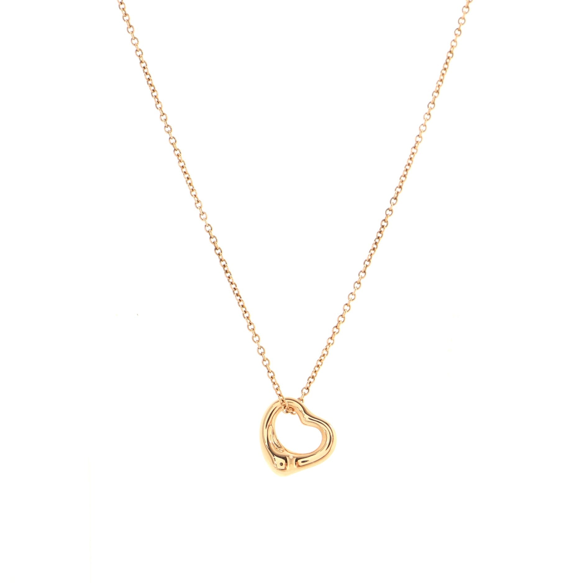 Elsa Peretti Open Heart Pendant Necklace 18K Rose Gold 11mm