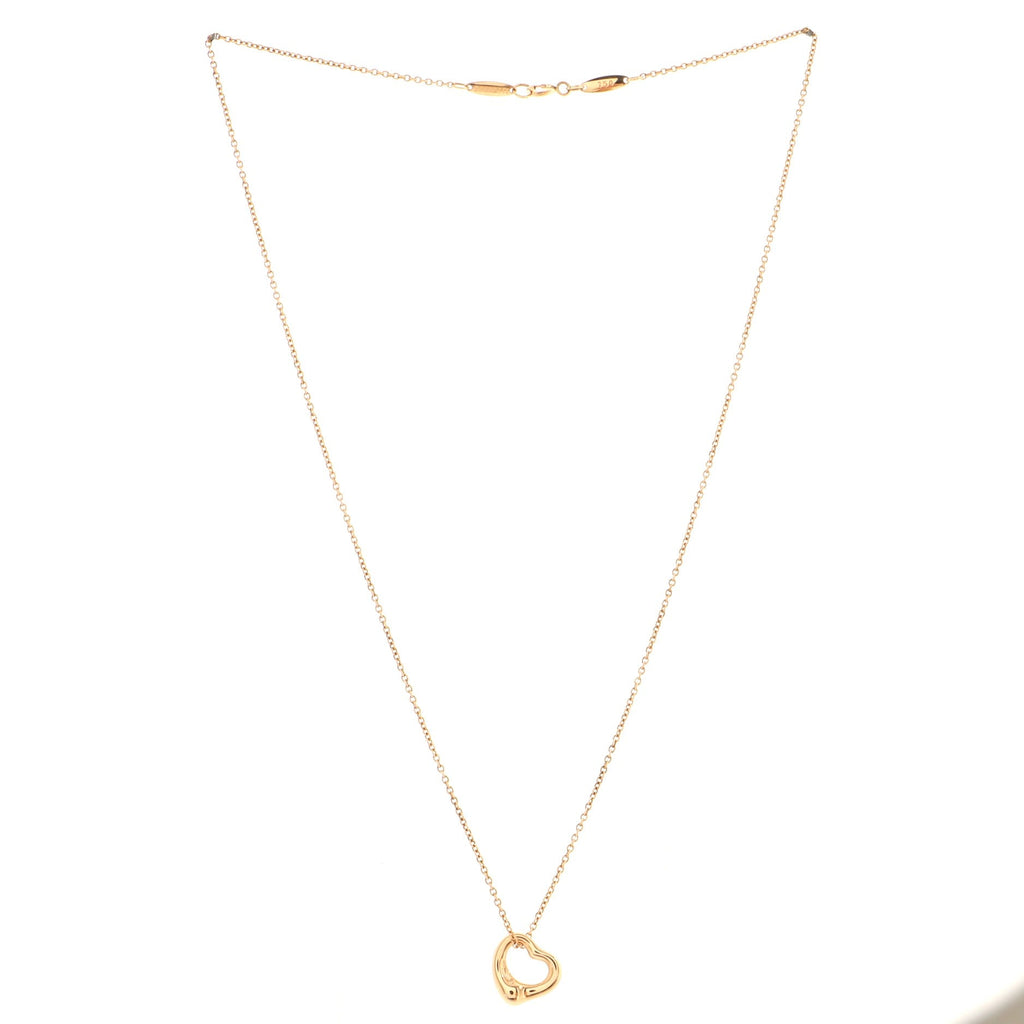 Elsa Peretti Open Heart Pendant Necklace 18K Rose Gold 11mm