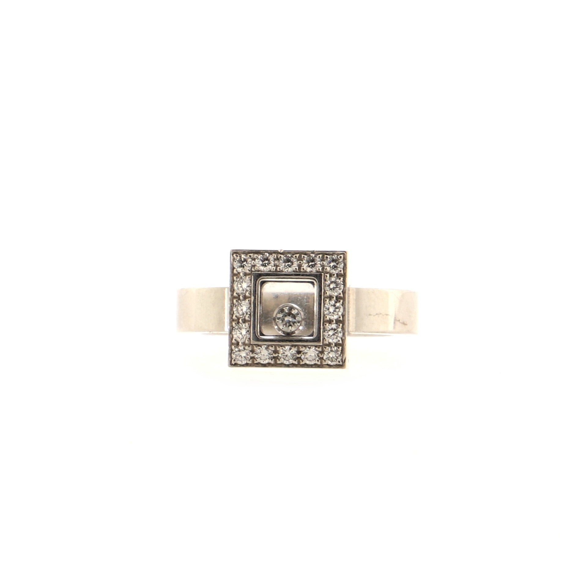 Happy Diamonds Square Ring 18K White Gold and Diamonds