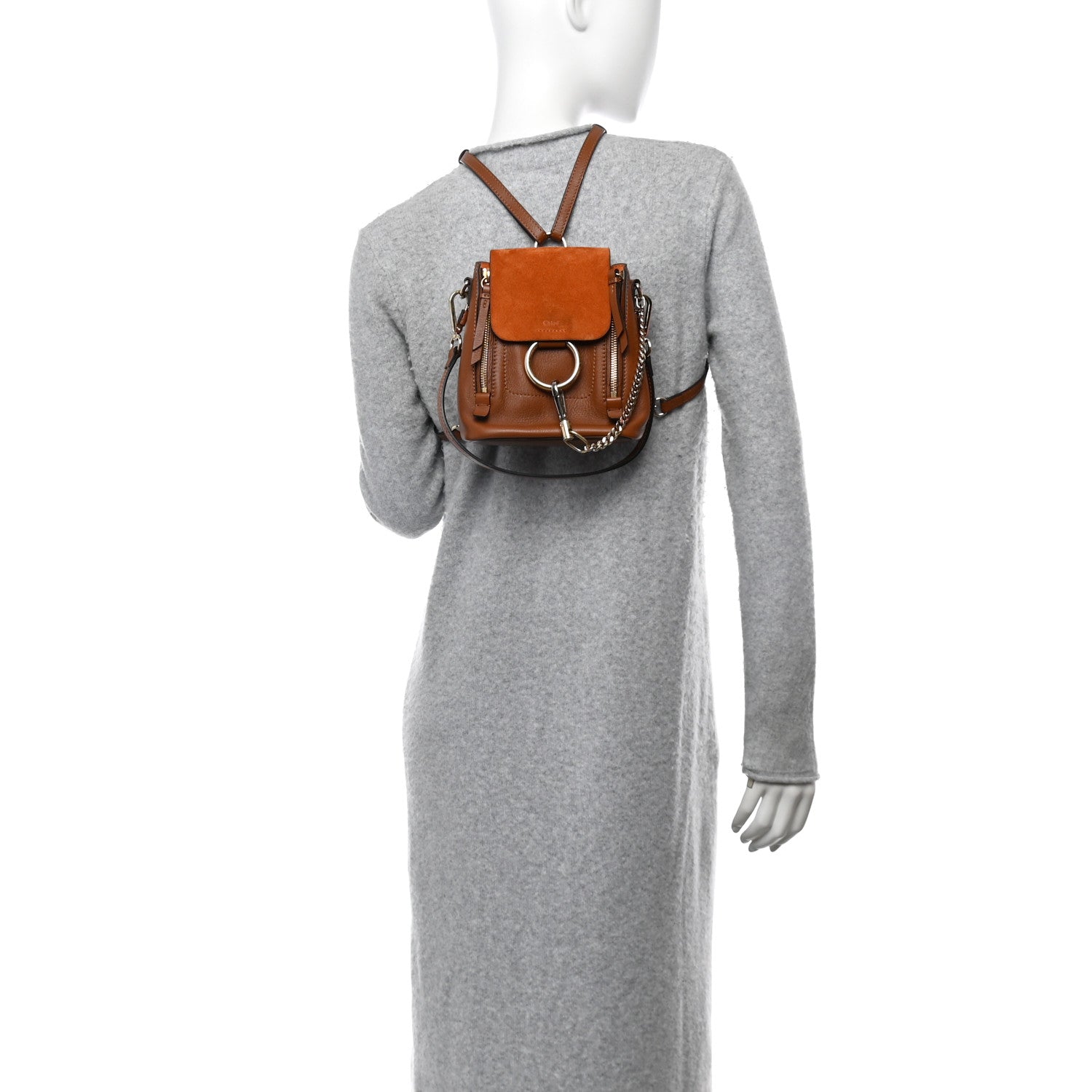 Suede Calfskin Mini Faye Backpack Tan