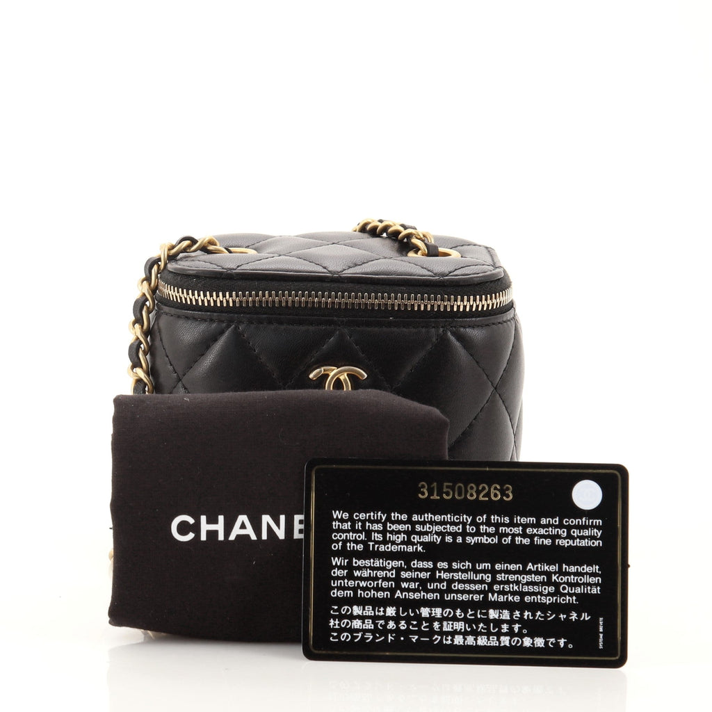 Pearl Crush Vanity Case with Chain Quilted Lambskin Mini