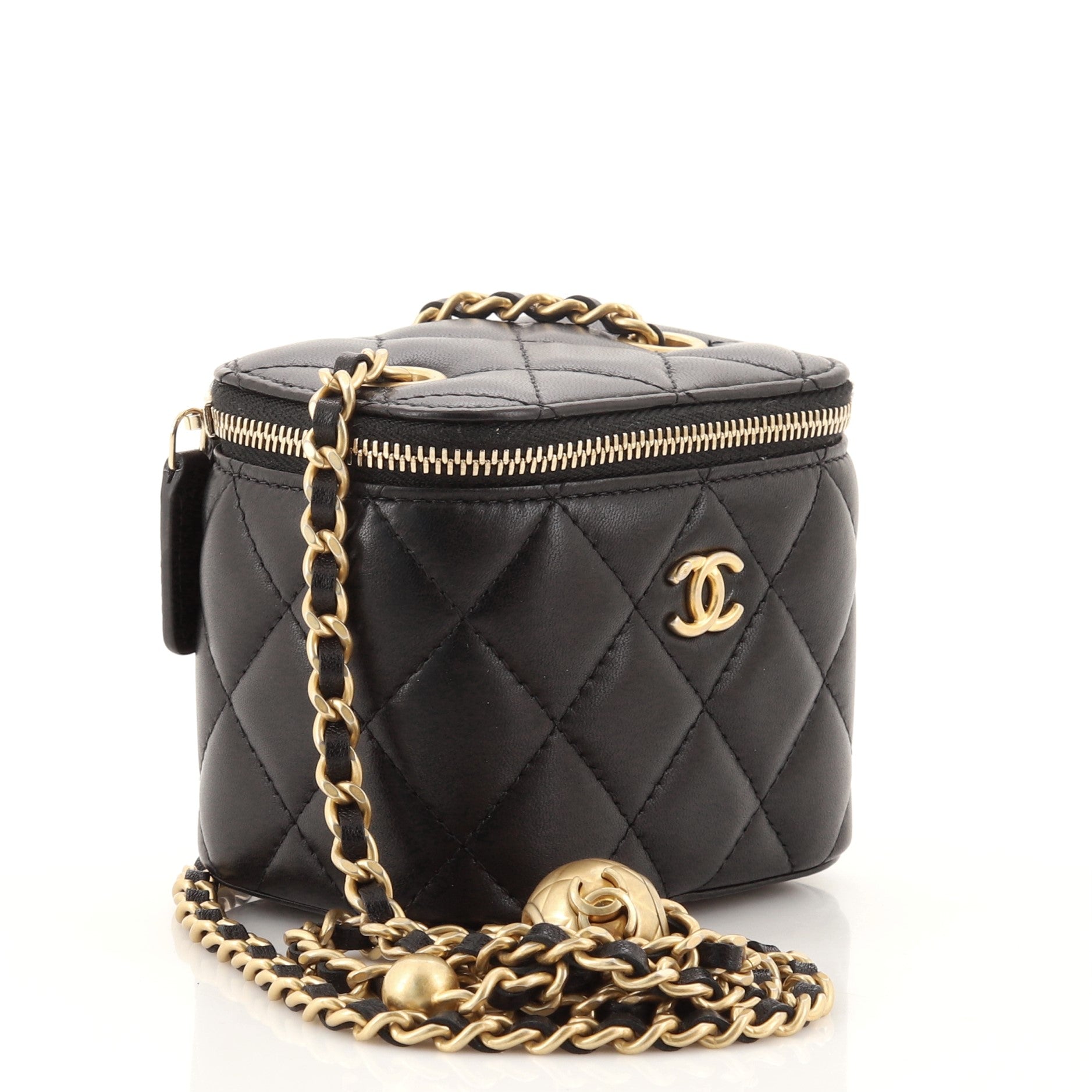 Pearl Crush Vanity Case with Chain Quilted Lambskin Mini