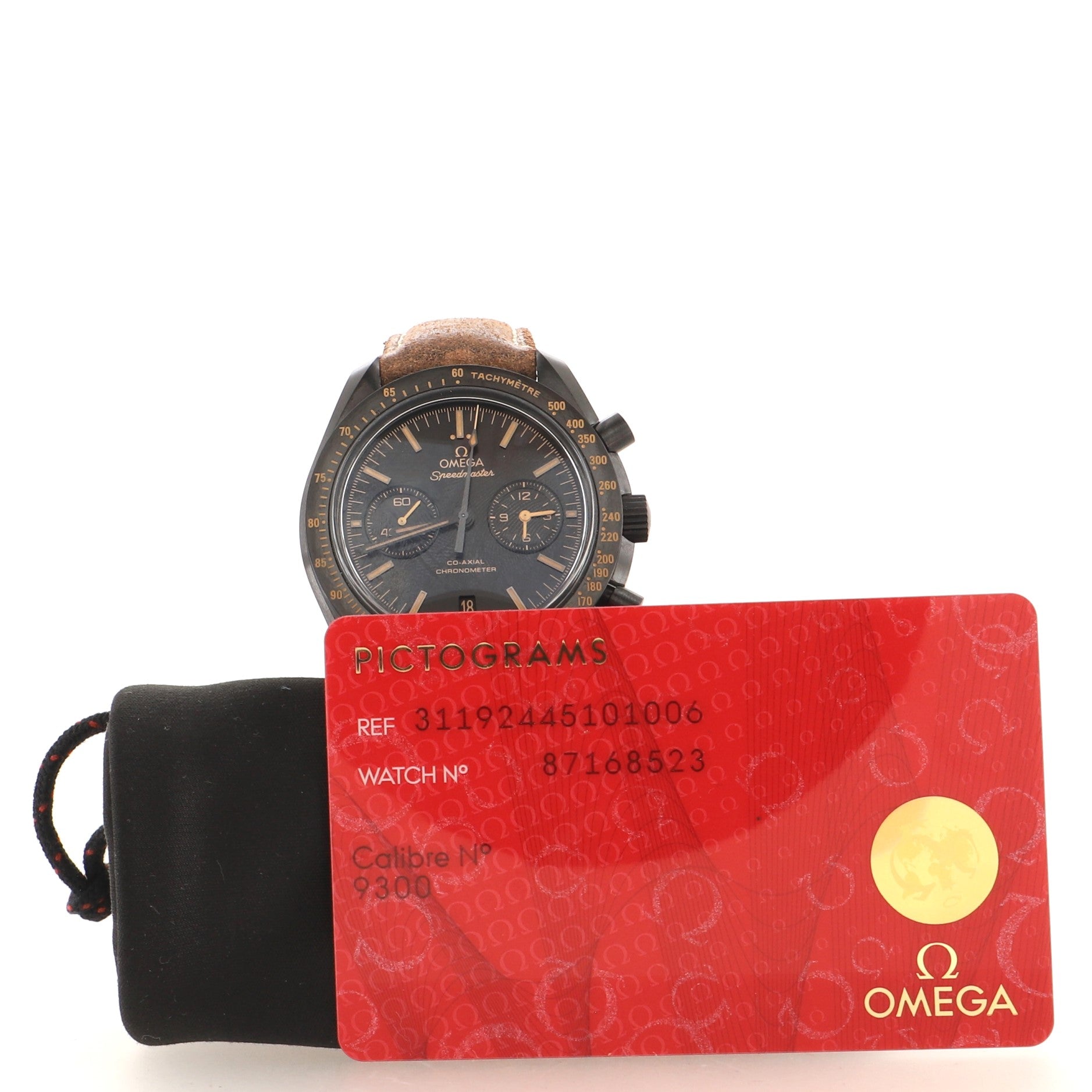 Speedmaster Professional Moonwatch Dark Side Of The Moon Co-Axial Chronometer Chronograph Automatic Watch Ceramic and Leather 44