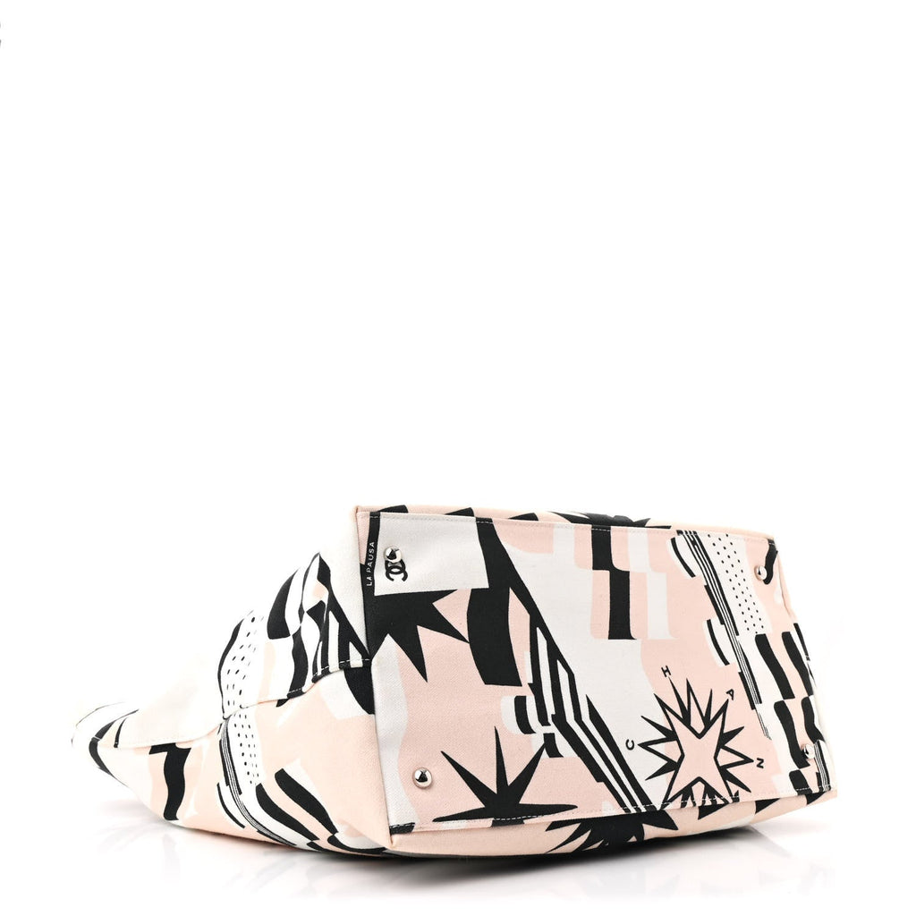 Canvas Cruise Print Tote Pink White Black