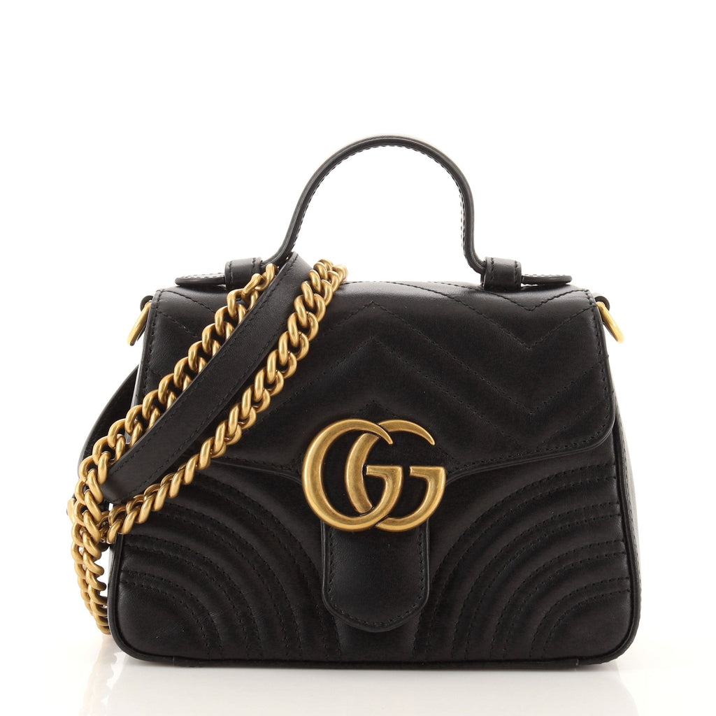 GG Marmont Top Handle Flap Bag Matelasse Leather Mini
