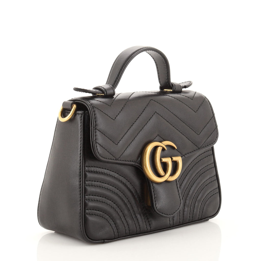 GG Marmont Top Handle Flap Bag Matelasse Leather Mini