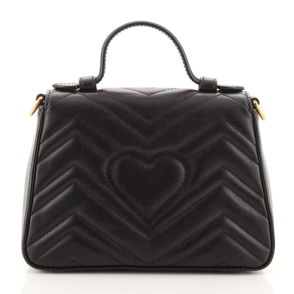 GG Marmont Top Handle Flap Bag Matelasse Leather Mini