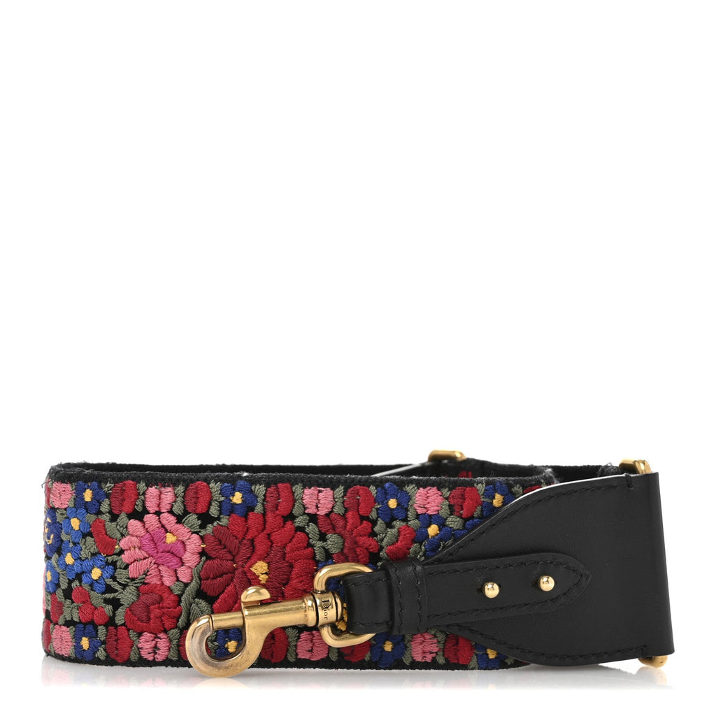 Lambskin Canvas Embroidered Floral Shoulder Strap Multicolor