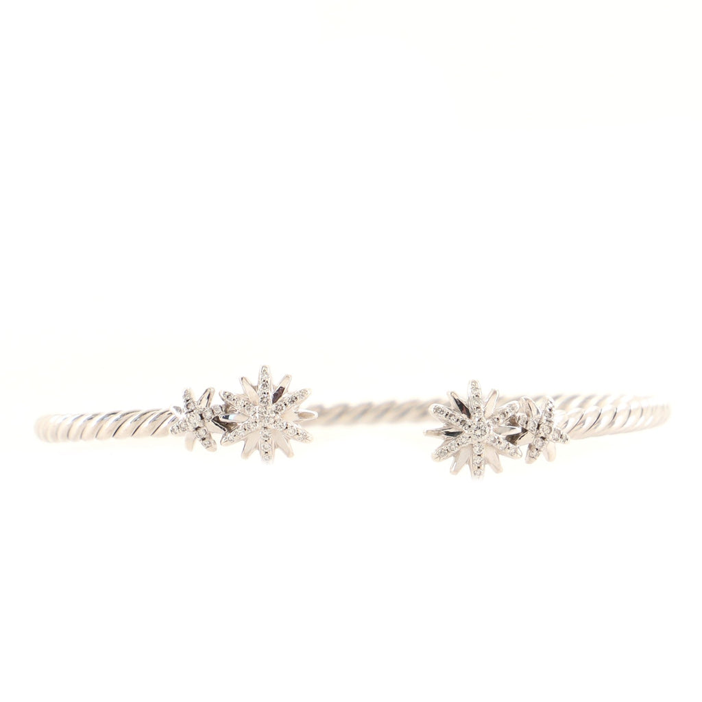 Starburst Open Cable Bracelet Sterling Silver with Diamonds 3.5mm