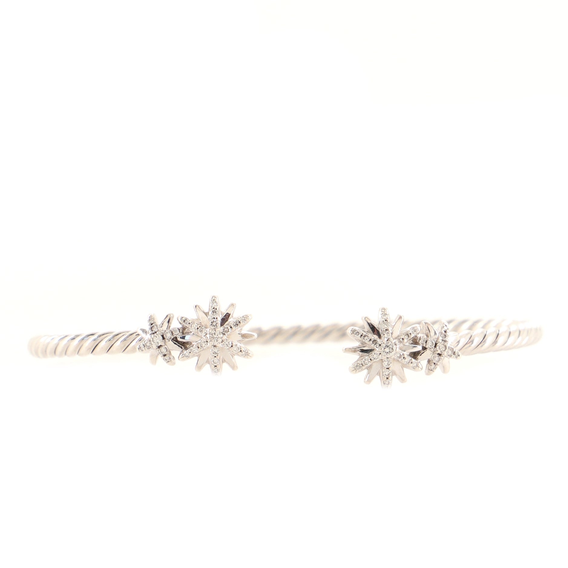 Starburst Open Cable Bracelet Sterling Silver with Diamonds 3.5mm