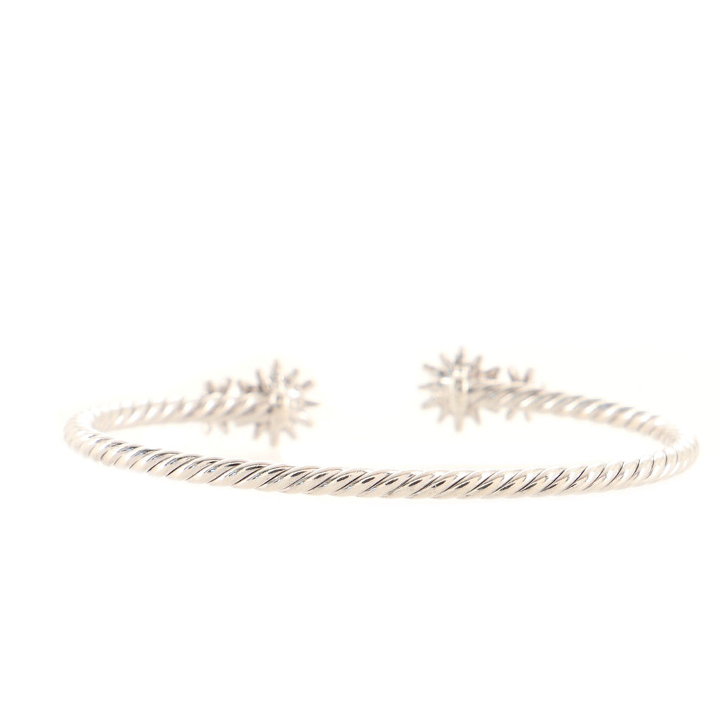 Starburst Open Cable Bracelet Sterling Silver with Diamonds 3.5mm