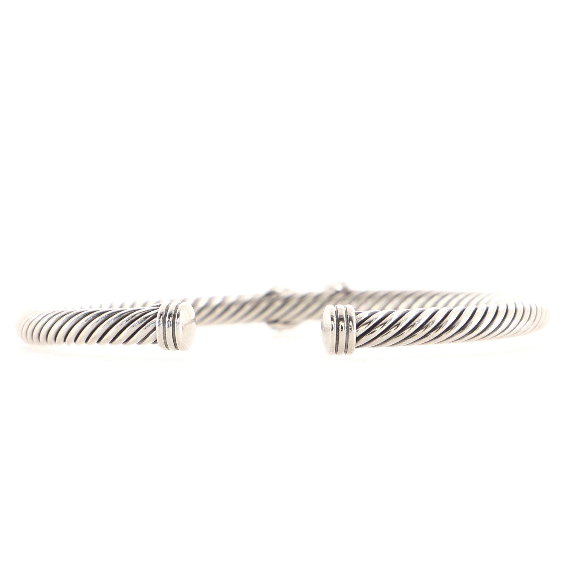 X Cable Bracelet Sterling Silver with Diamonds 4mm