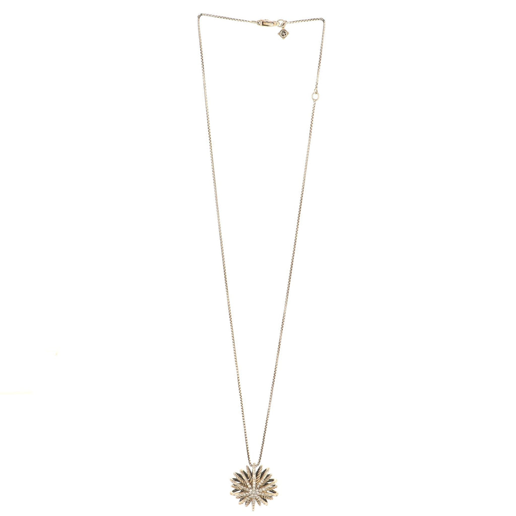 Starburst Pendant Necklace Sterling Silver with Diamonds Medium