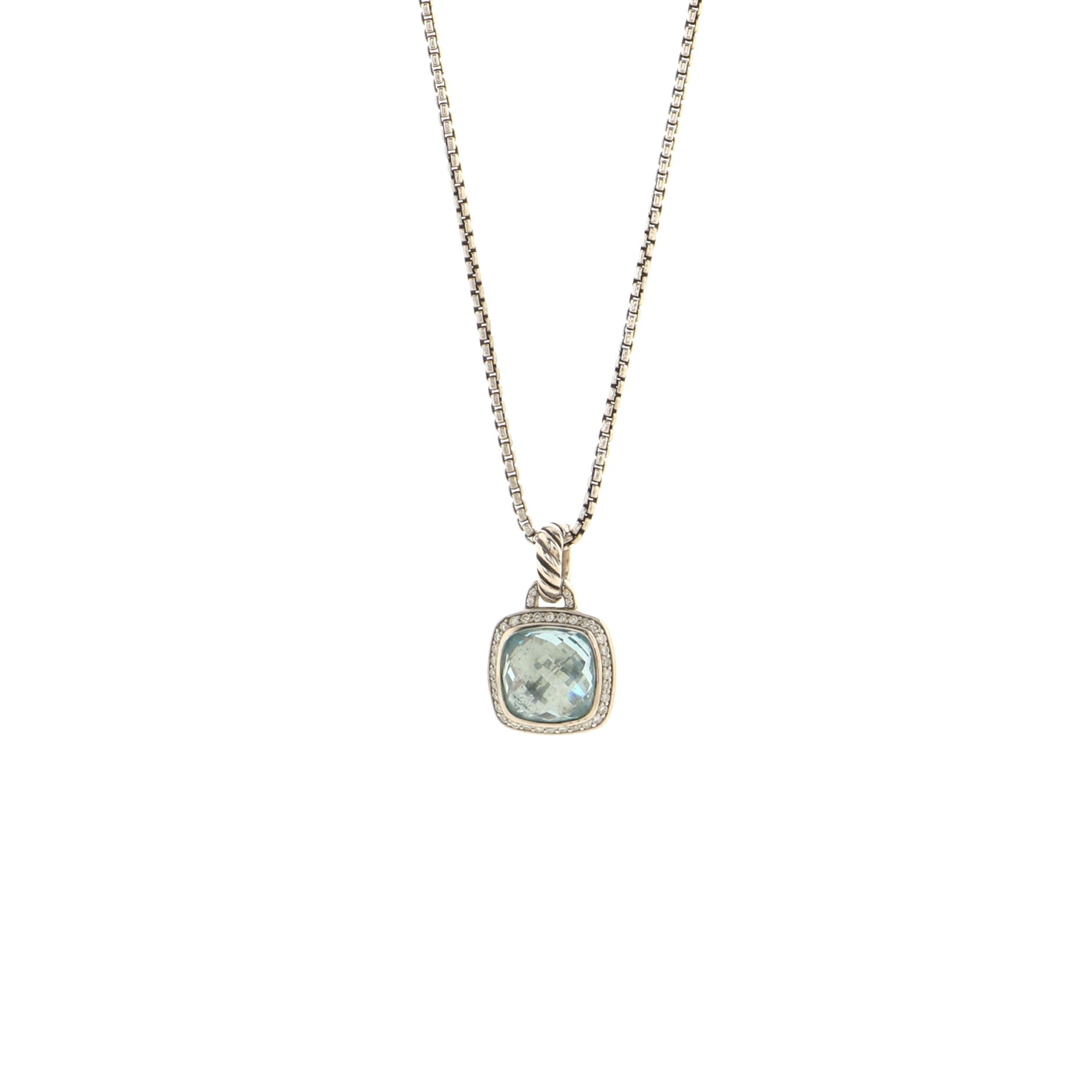 Albion Enhancer Pendant Necklace Sterling Silver with Topaz and Diamonds 11mm