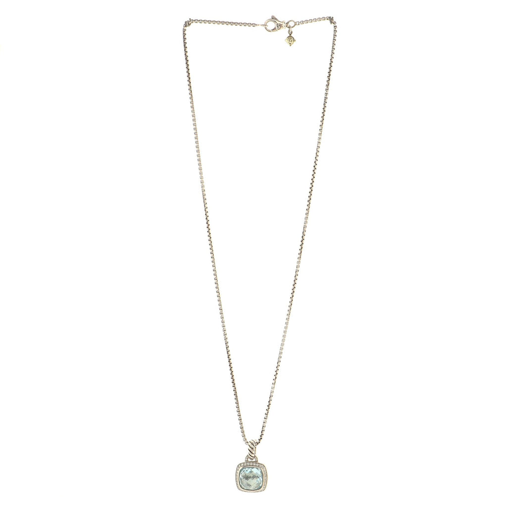 Albion Enhancer Pendant Necklace Sterling Silver with Topaz and Diamonds 11mm