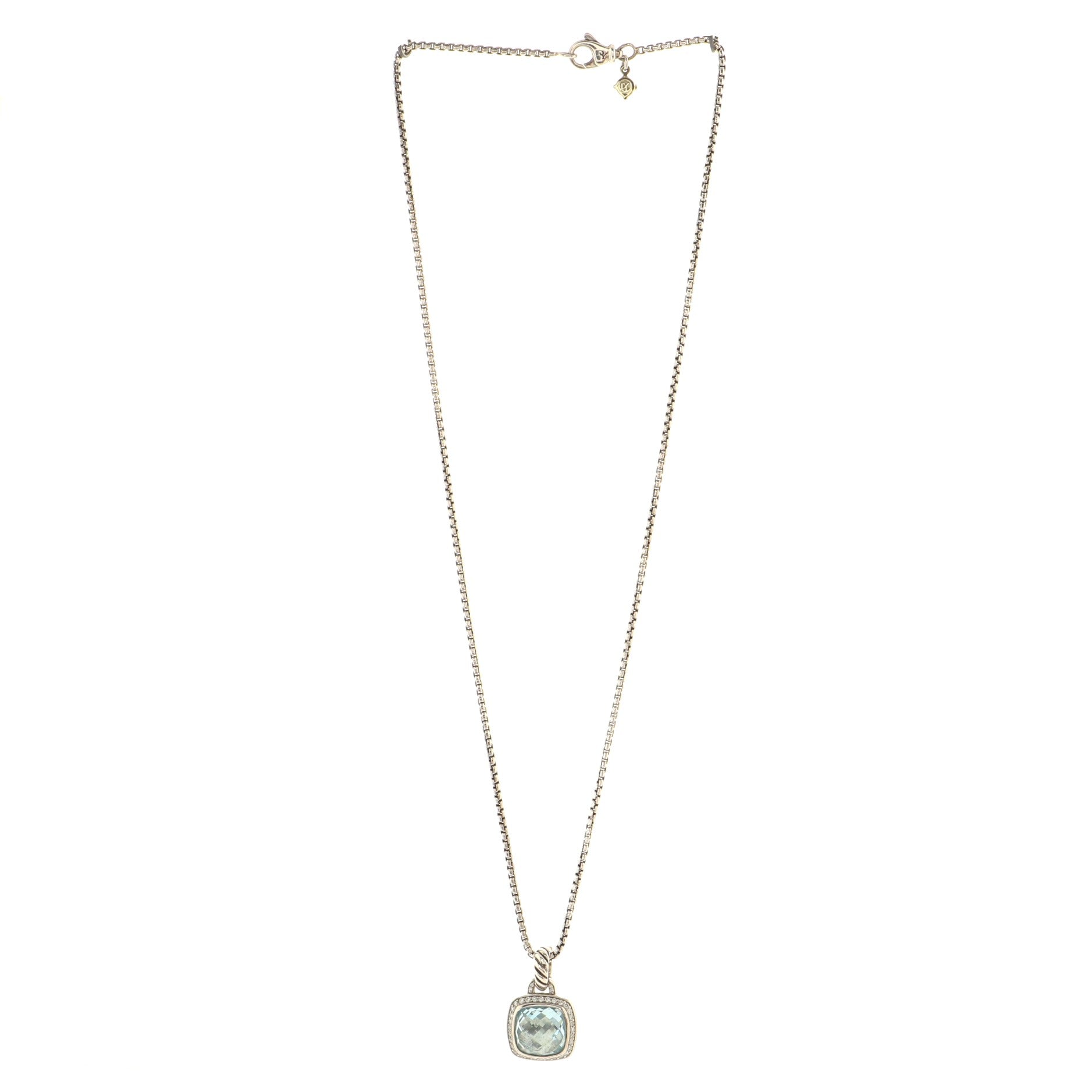 Albion Enhancer Pendant Necklace Sterling Silver with Topaz and Diamonds 11mm